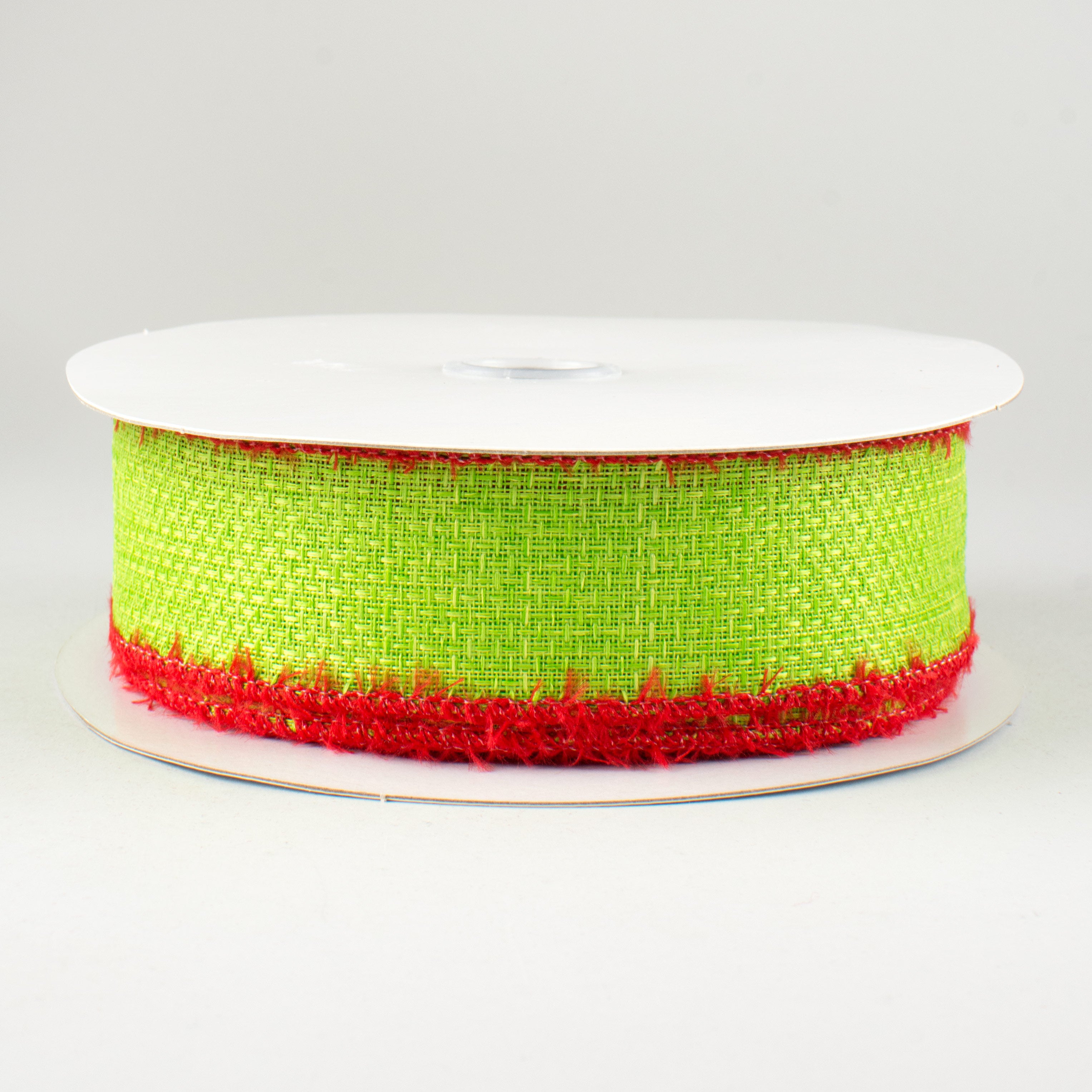 1.5 Inch Chenille Edge Ribbon - Fresh Green & Red Christmas Craft Ribbon (10 Yards) for Gift Wrapping, Holiday Decorations and DIY Projects