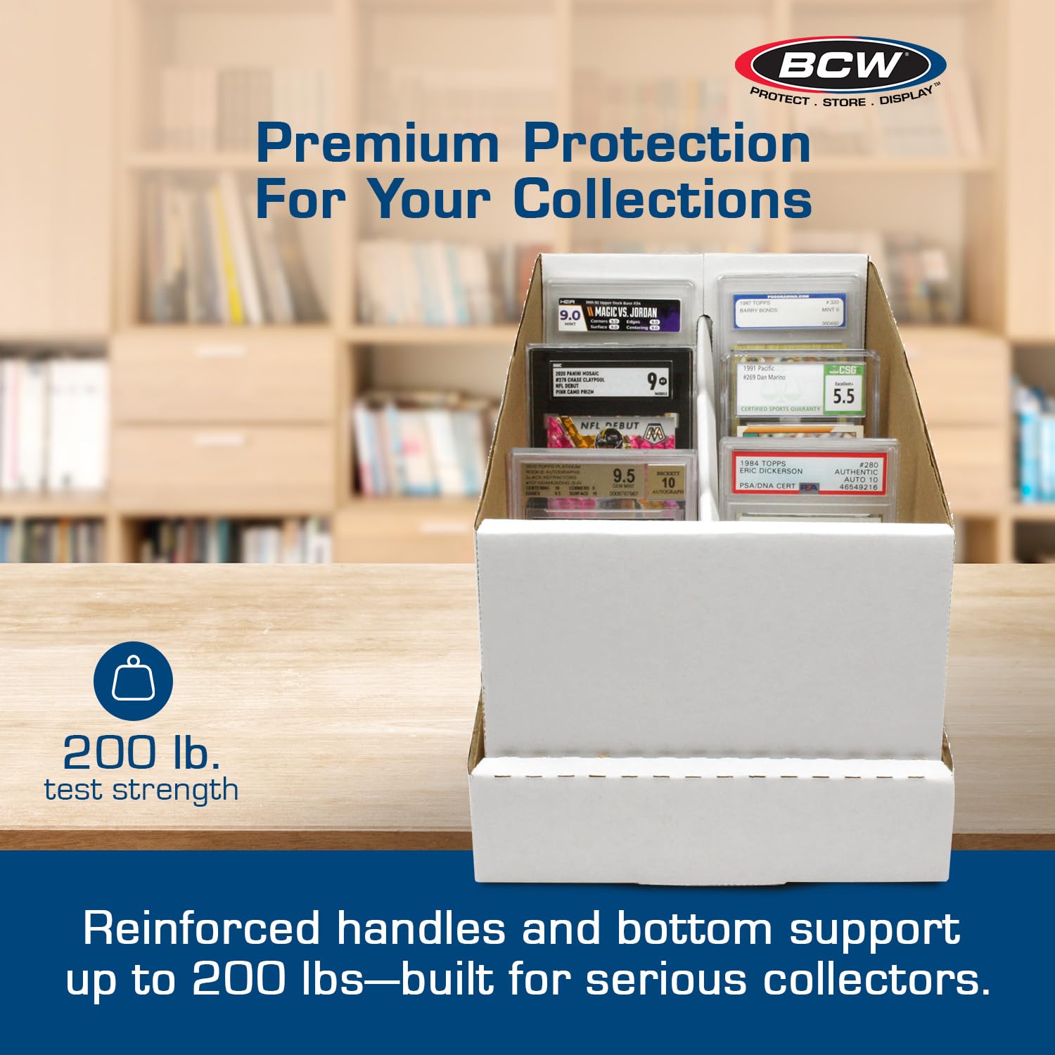 BCW 3ct Graded Shoe Box - Premium Card Storage Holds 300 Toploaders & 100 Graded Cards - Perfect for Sports Cards, Trading Cards & Collectibles Organization