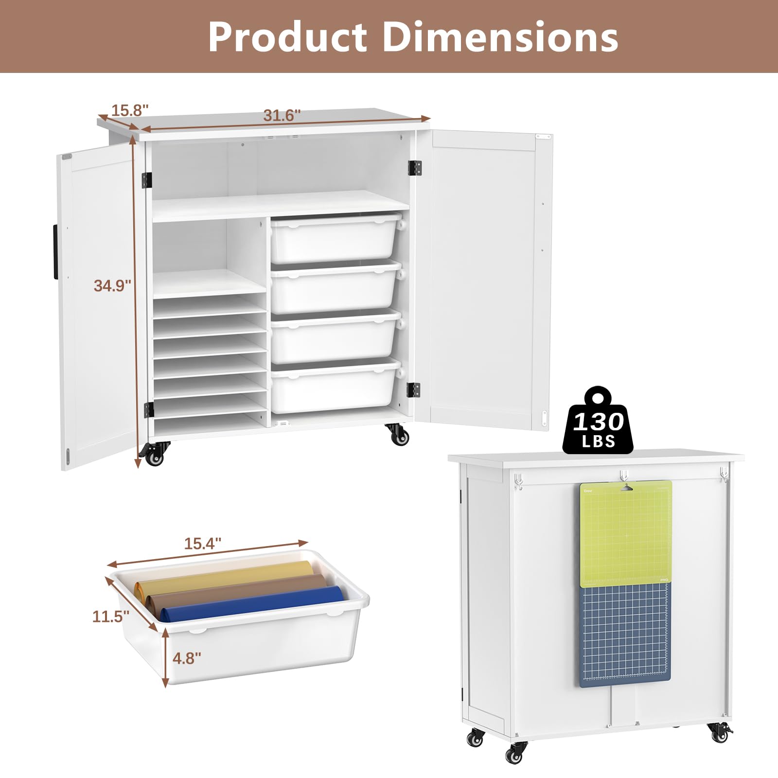GDLF Rolling Craft Cart with Storage Drawers - 31.6