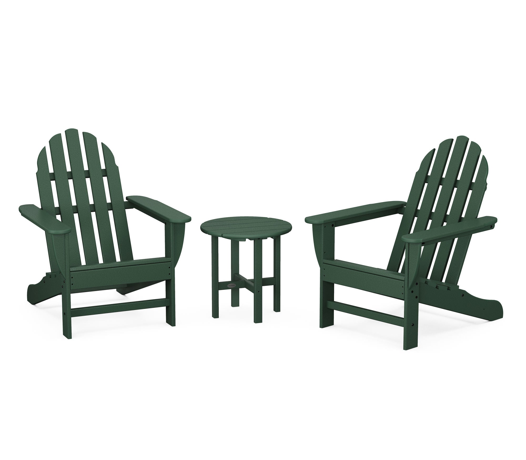 POLYWOOD Classic Adirondack 3-Piece Outdoor Patio Furniture Set - Durable All-Weather Resin Chairs & Table for Garden, Poolside, and Backyard Relaxation
