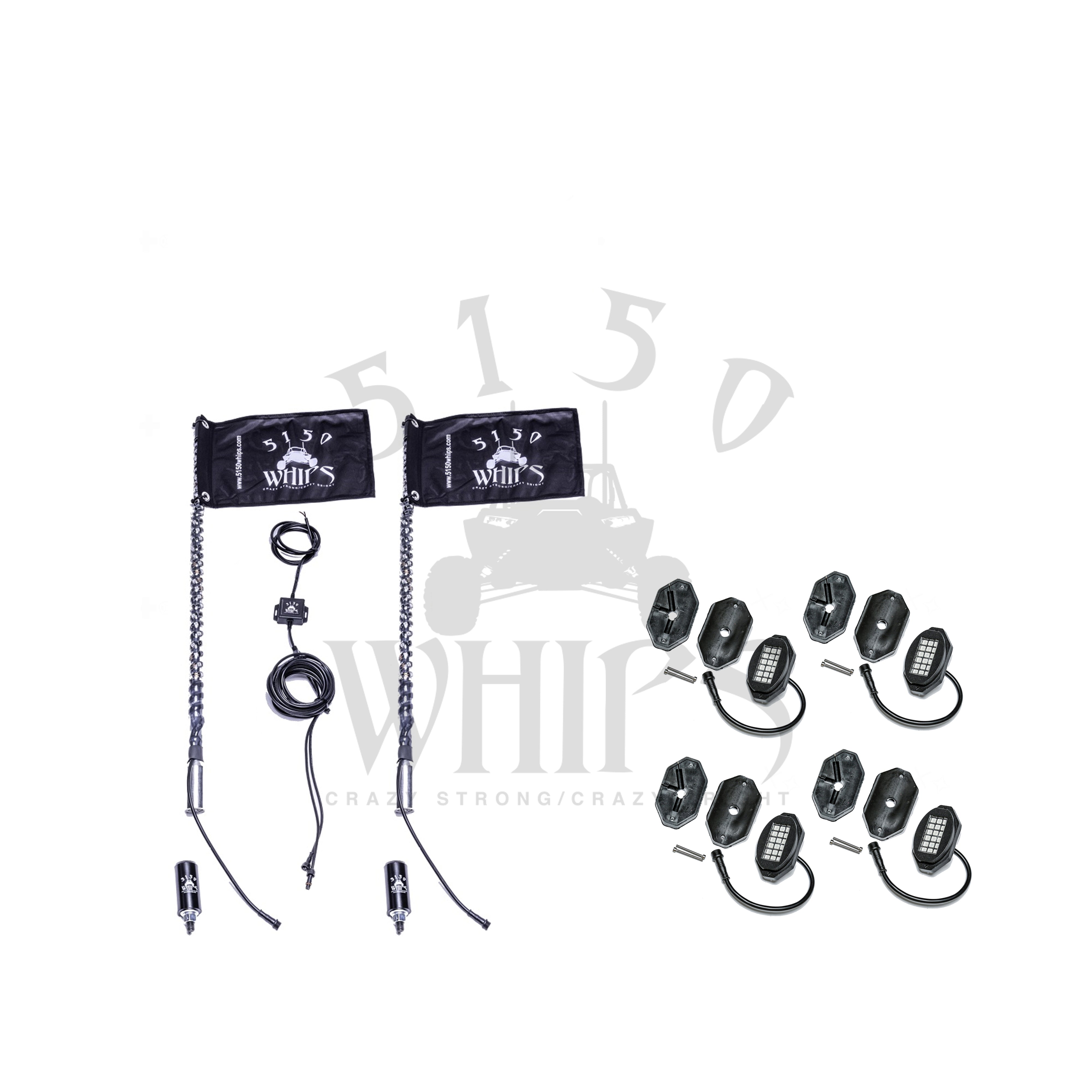 187 Whips and Rock Light Combo Kit - LED Off-Road Lighting for Trucks & ATVs - Perfect for Night Off-Roading, Camping & Emergency Use