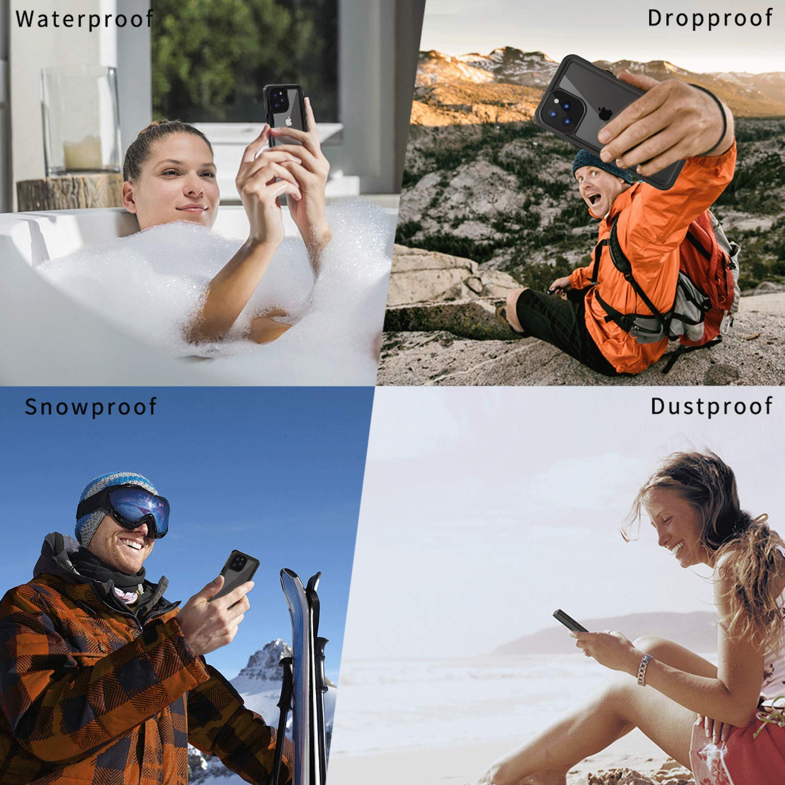 **Lanhiem iPhone 12 Pro Max Case 6.7 Inch – IP68 Waterproof, Dustproof, Shockproof with Built-in Screen Protector | Full Body Underwater Protection | Clear Black Cover for Swimming, Hiking & Outdoor Activities**