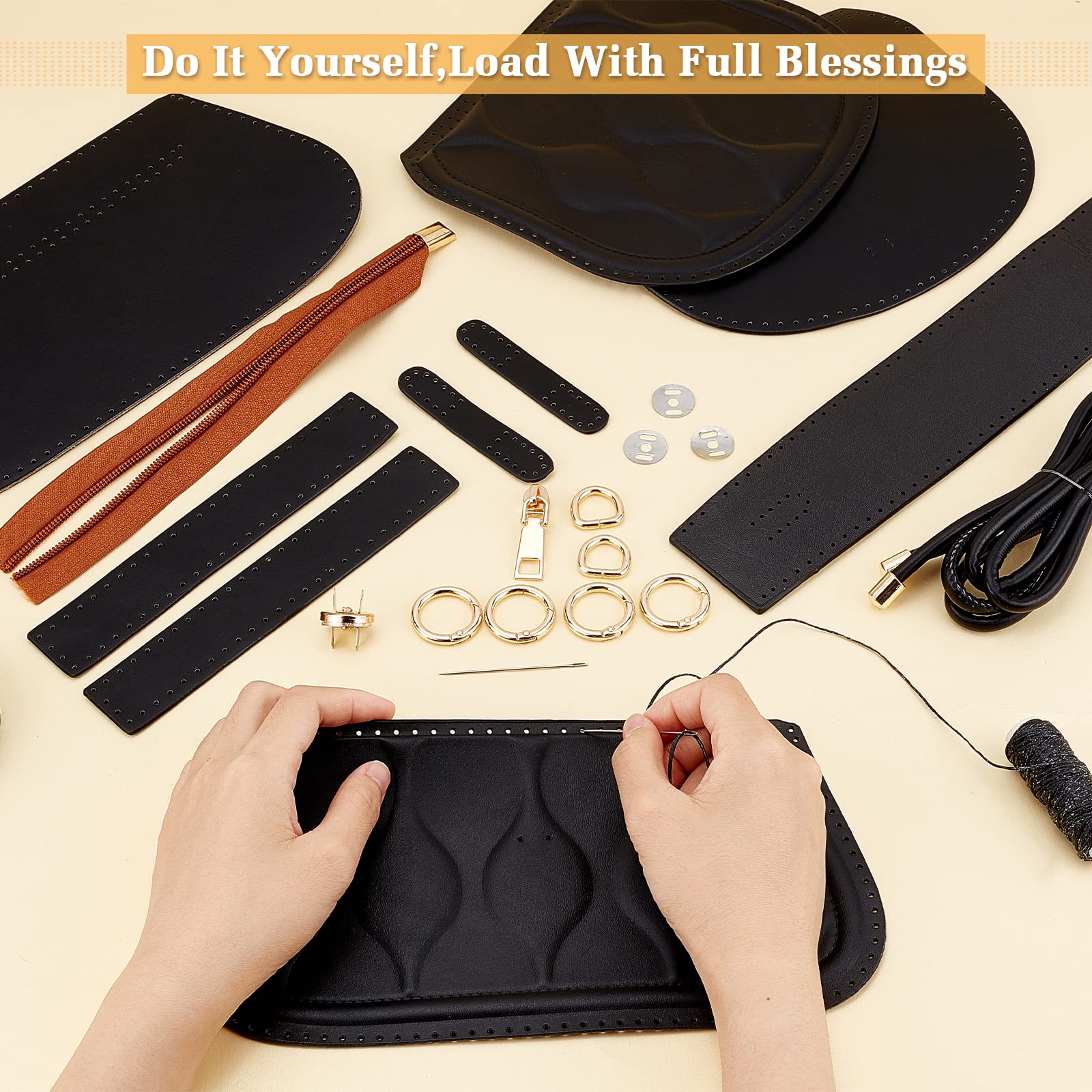 WADORN 26pcs DIY Handmade Shoulder Bag Making Kit - PU Leather Crossbody Bag Craft Set with Stitching Materials (9.4×5.1 Inch) for Fashion Accessories & Gift Projects