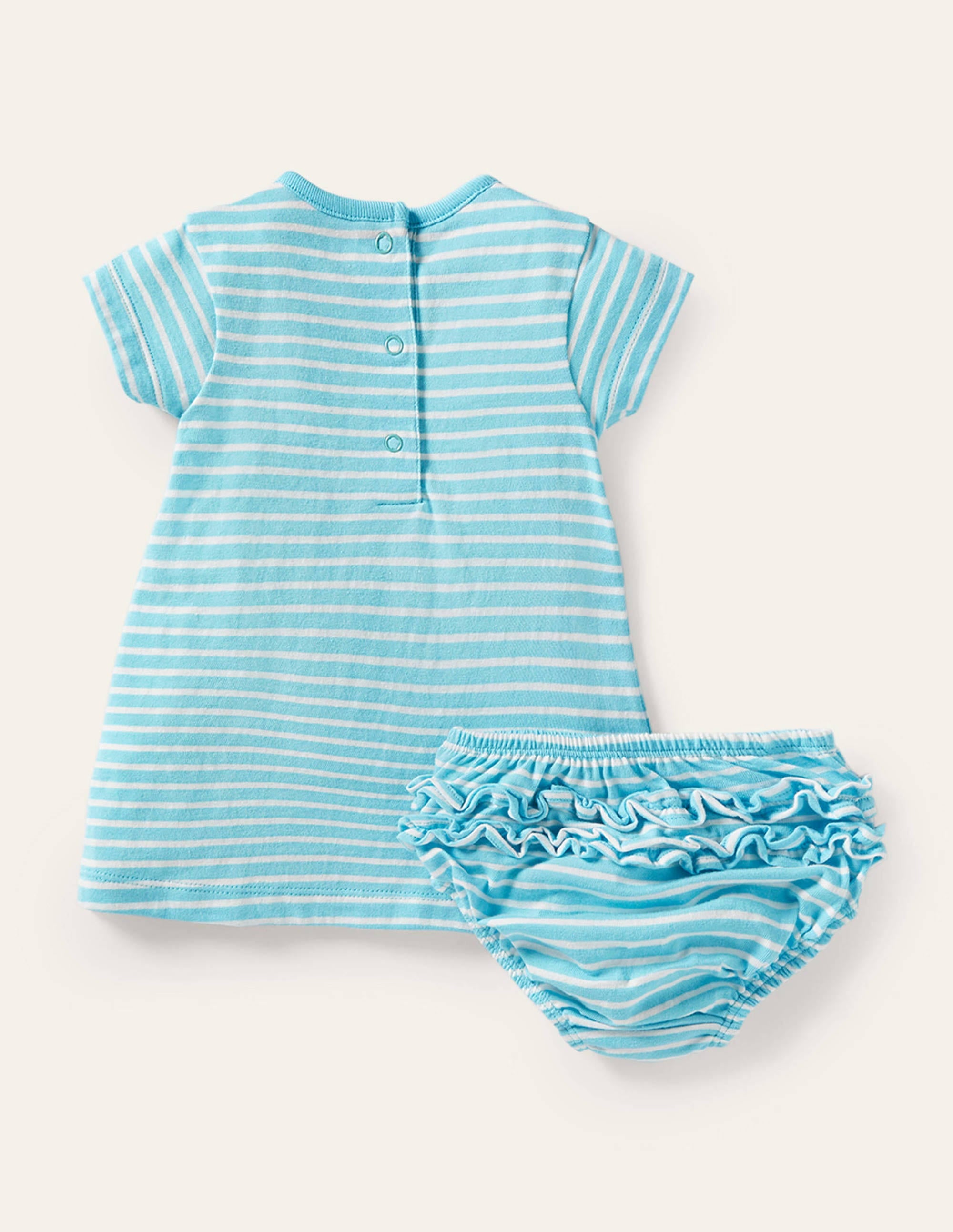 Appliqué Jersey Dress in Aqua/Ivory with Bunny Design - Perfect for Spring Outfits, Easter Celebrations & Casual Wear