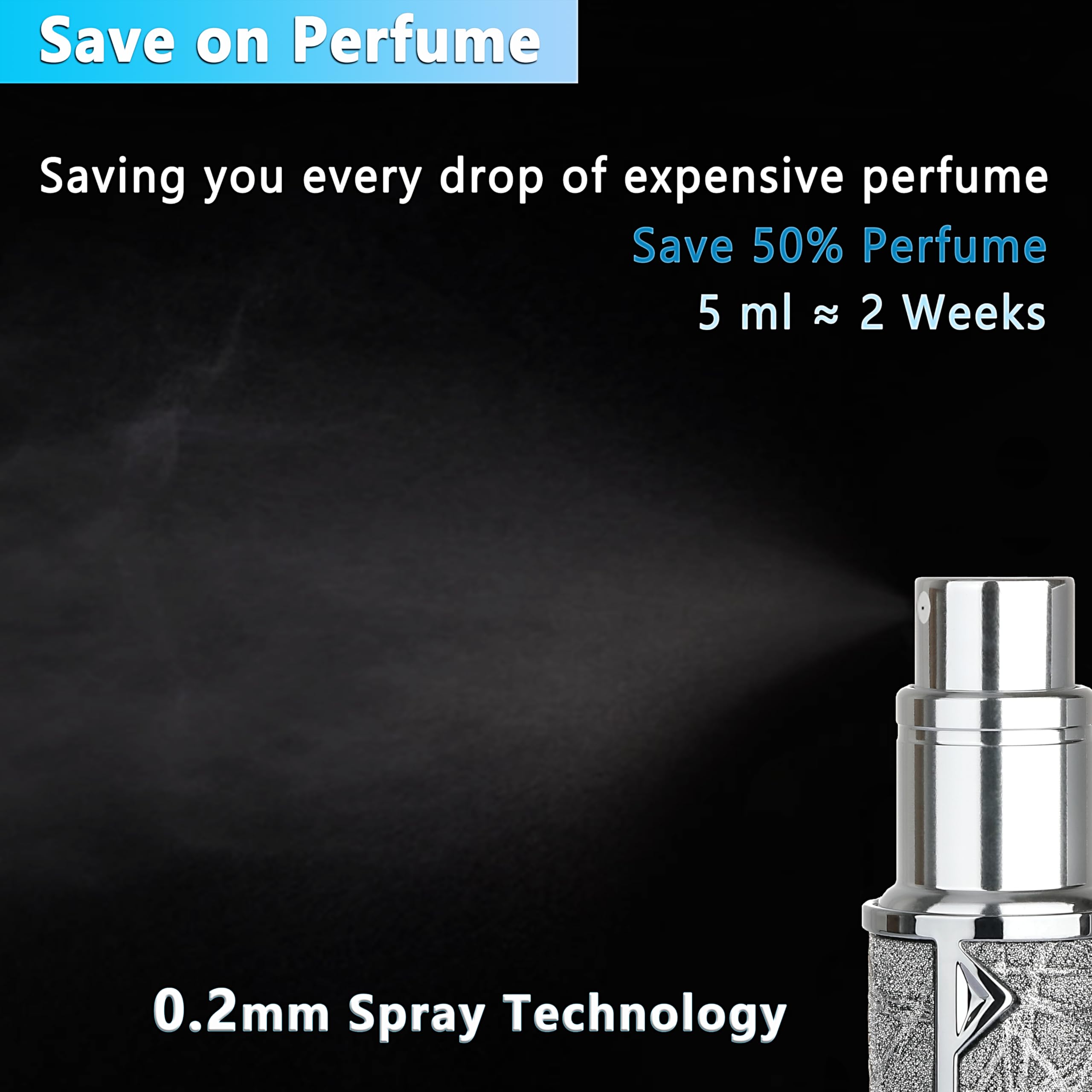 5ml Refillable Travel Perfume Atomizer Bottle - Luxury Portable Cologne Sprayer Pump for Women & Men | Perfect for Airplane Carry-On, Gym Bag, Purse & Vacation Essentials (Gray)