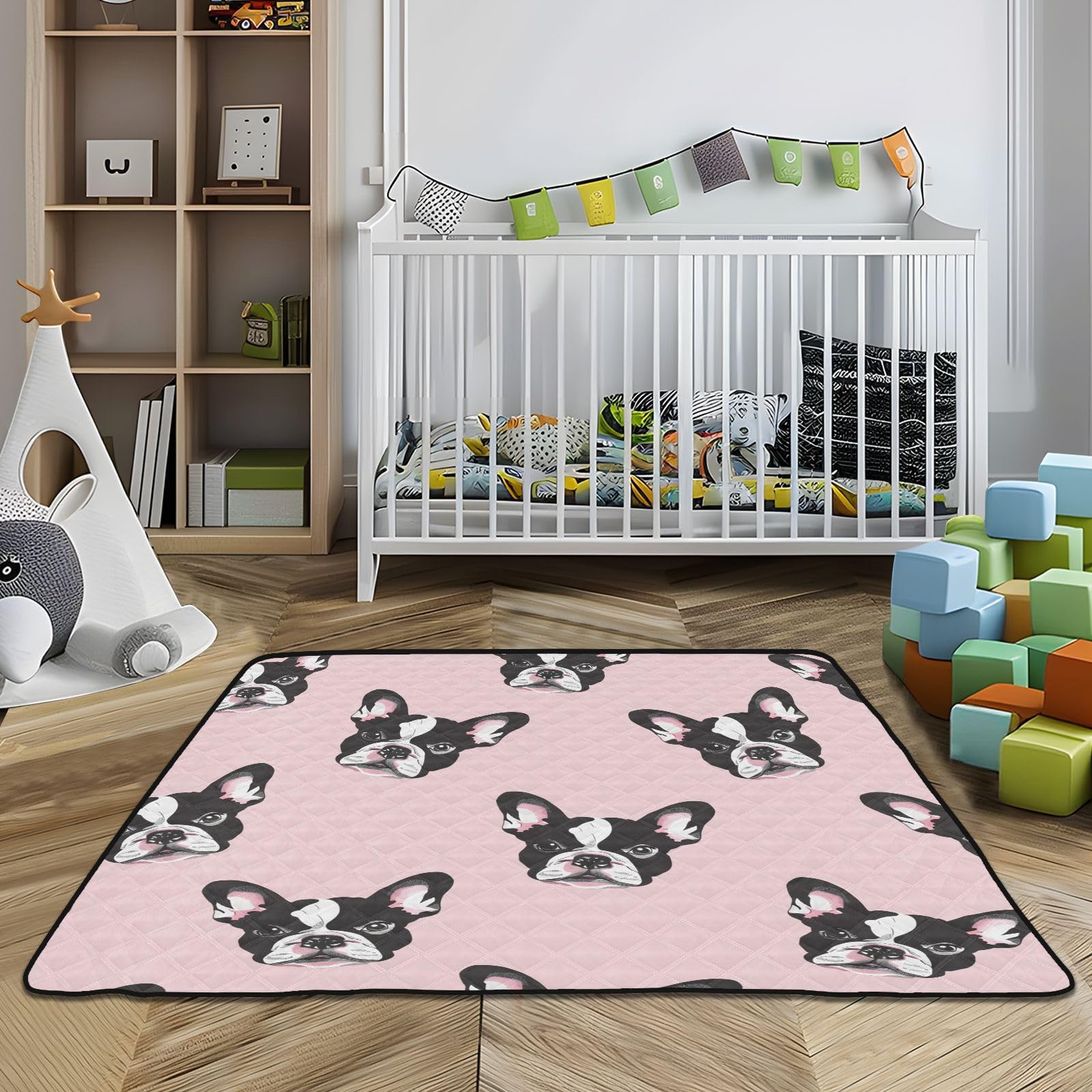 Premium Soft Baby Play Mat for Dogs - 50x50 Inch Non-Slip Floor Playmat for Infants 0-12 Months | Crawling Mat for Newborns & Toddlers | Safe Playpen Mat for Nursery, Living Room & Daycare Use