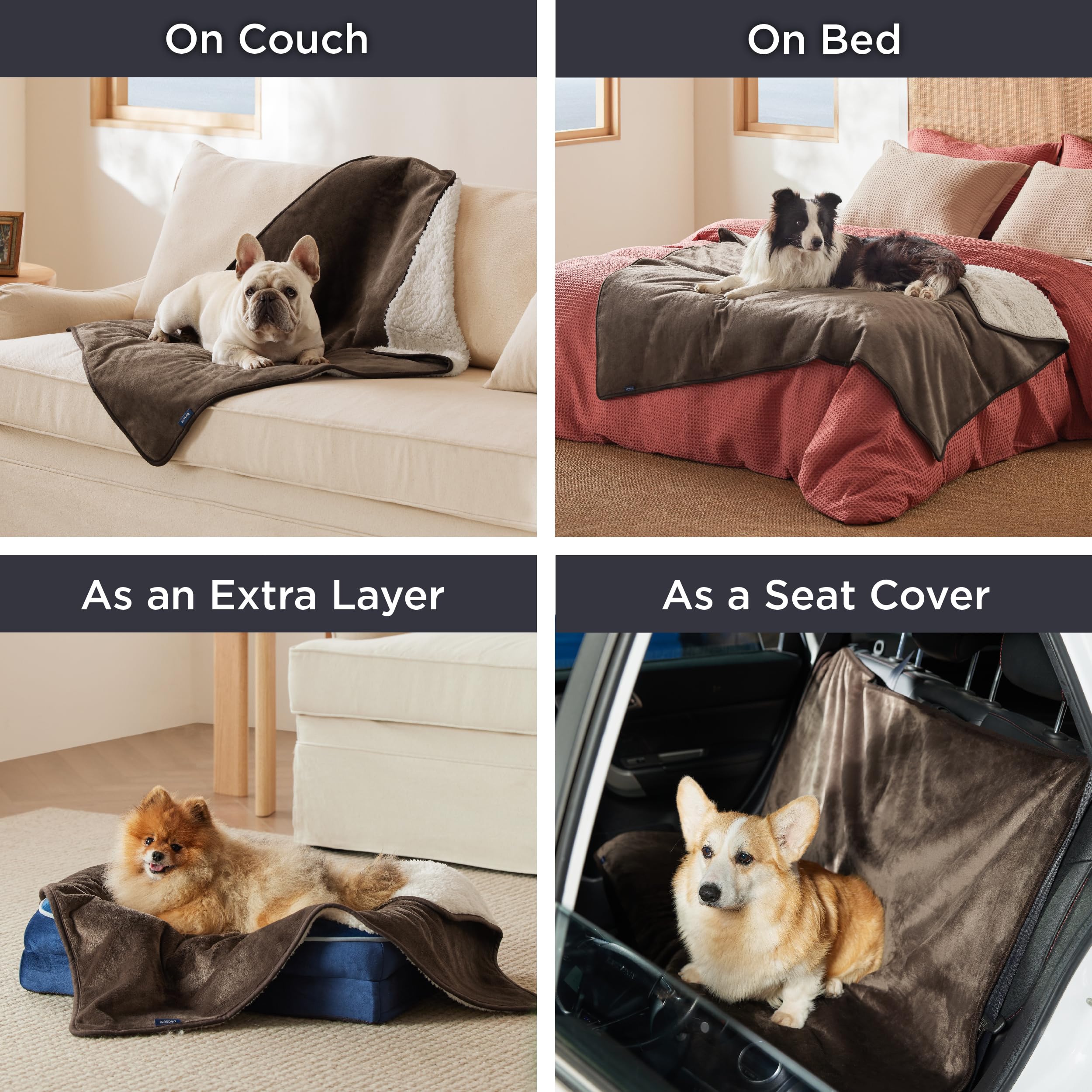 Bedsure Waterproof Dog Blankets for Small Dogs & Cats - Washable Sherpa Fleece Pet Blanket, Soft Plush Reversible Throw for Couch & Furniture Protection, 25x35 Inches, Coffee Brown - Perfect for Sofas, Beds & Car Rides