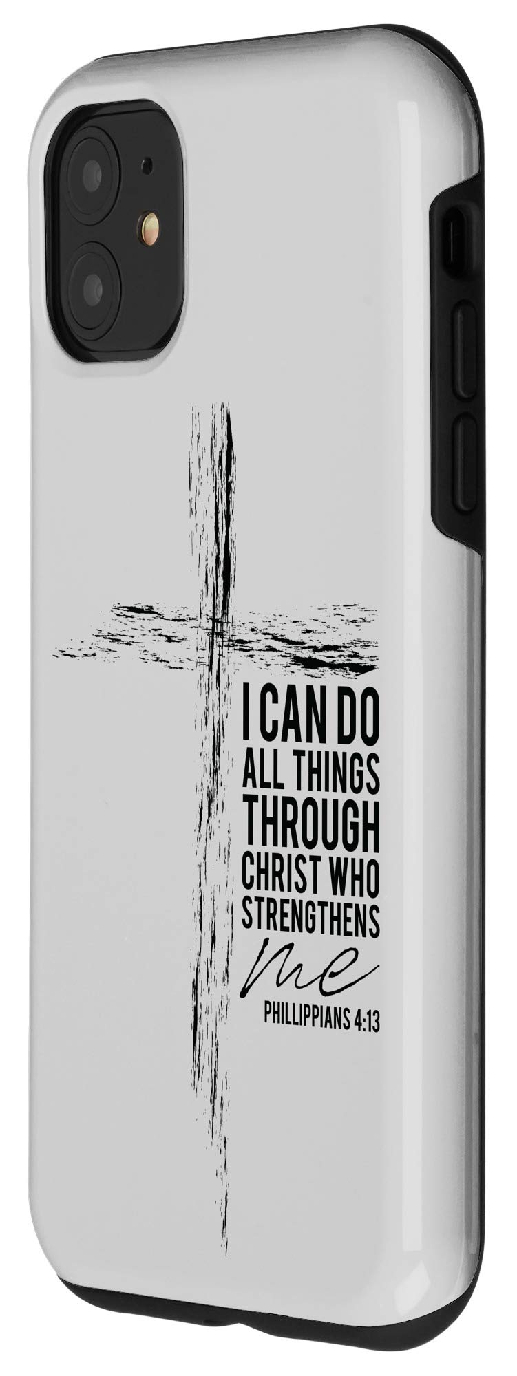 iPhone 11 Cross Phone Case for Men with Bible Verse Philippians 4:13 - Durable Protective Cover for Christian Faith, Daily Use & Gift Giving