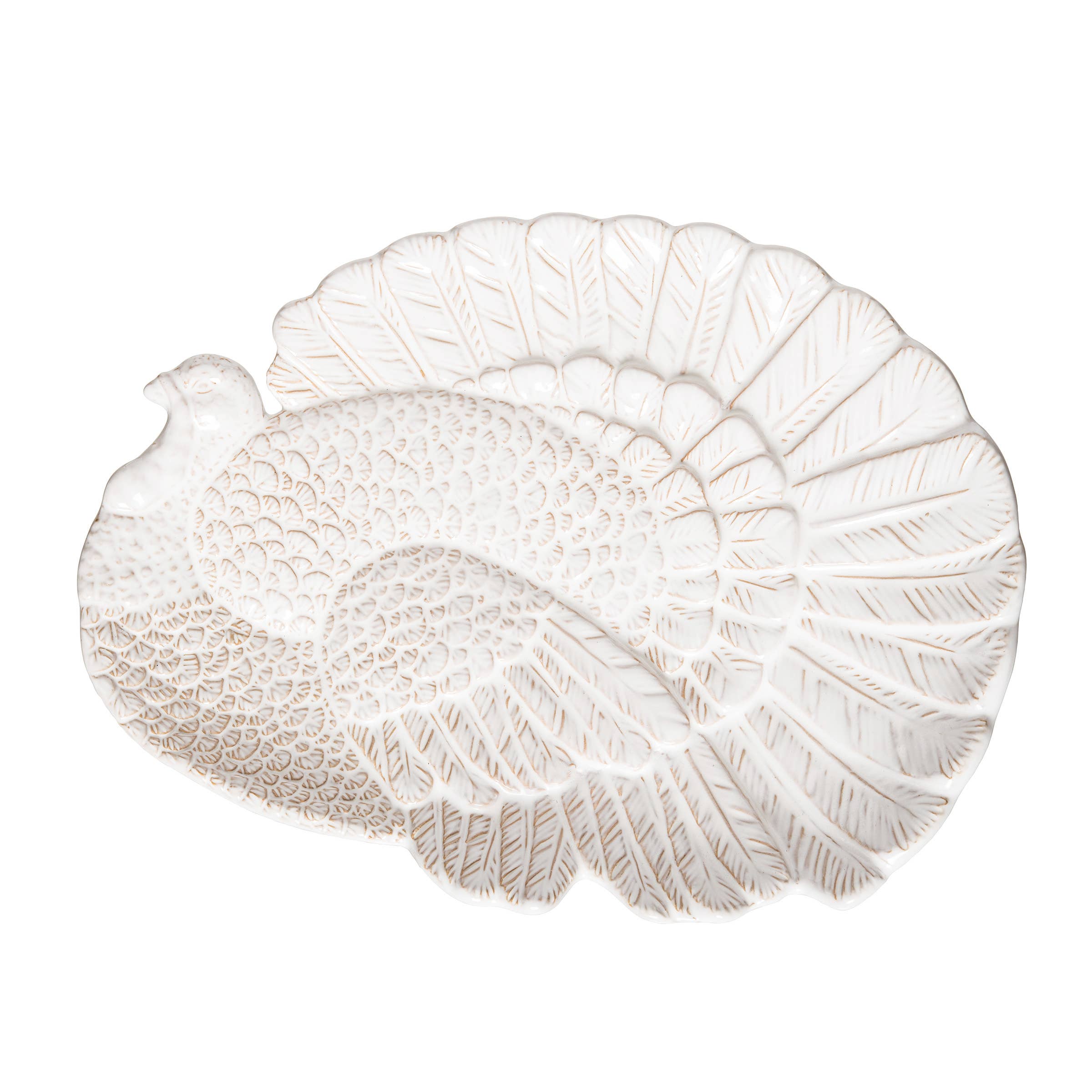 White Turkey Thanksgiving Serving Platter - Elegant Fall Harvest Dinnerware for Holiday Feasts & Family Gatherings