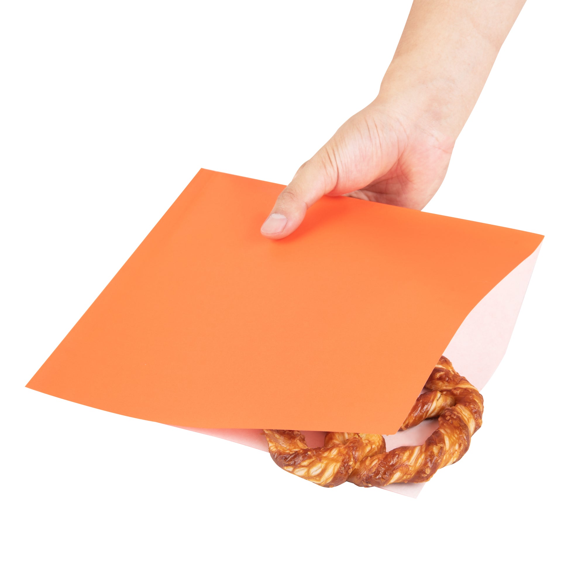 Tangerine Orange Greaseproof Paper Bags - Large Double Open Design (10 x 9 Inches) - Pack of 100 - Perfect for Bakery, Takeout & Food Storage