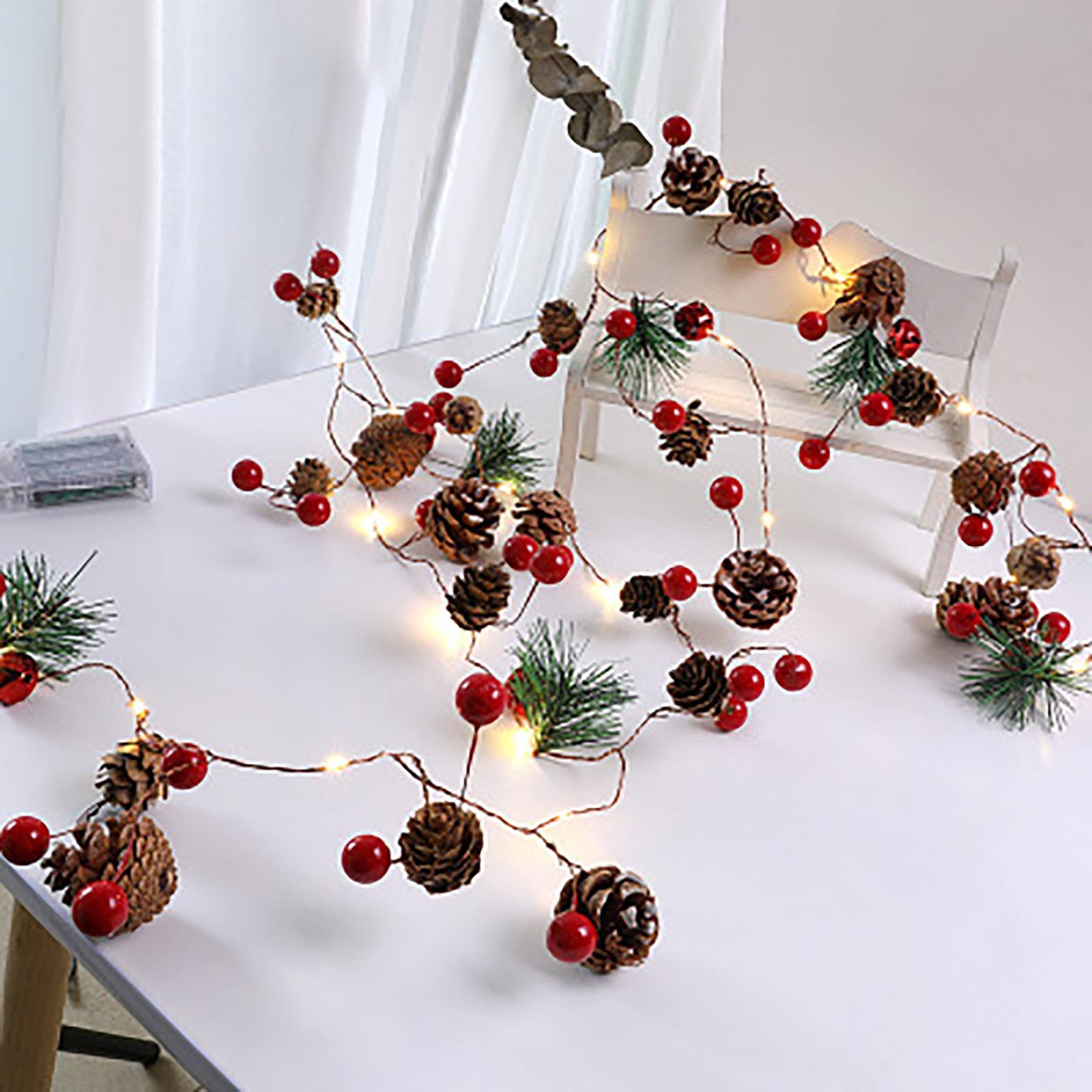 iHHAPY Co-ne Lights - Christmas LED String Lights for Home Decor, Creative Pine Tree Decoration (Set of 2) - Perfect for Holiday Parties, Tree Trimming & Festive Indoor/Outdoor Lighting