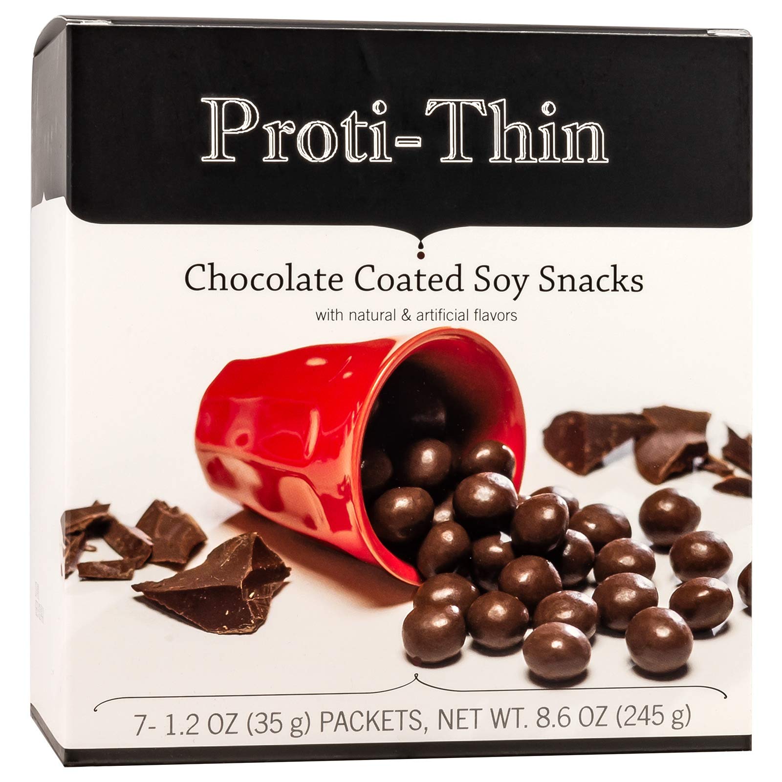 Proti-Thin Chocolate Coated Soy Protein Snacks - 15g Protein, Low Calorie, Low Fat, Low Carb, KETO & Ideal Protein Diet Friendly (7 Count Box) - Perfect for Weight Loss, Healthy Snacking & On-the-Go Nutrition