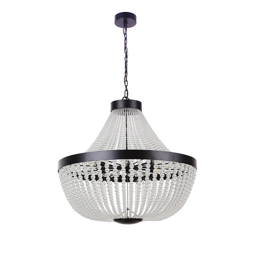 Anabella 8-Light Black Chandelier - Modern Crystal Ceiling Light Fixture for Dining Room, Bedroom, Living Room Decor