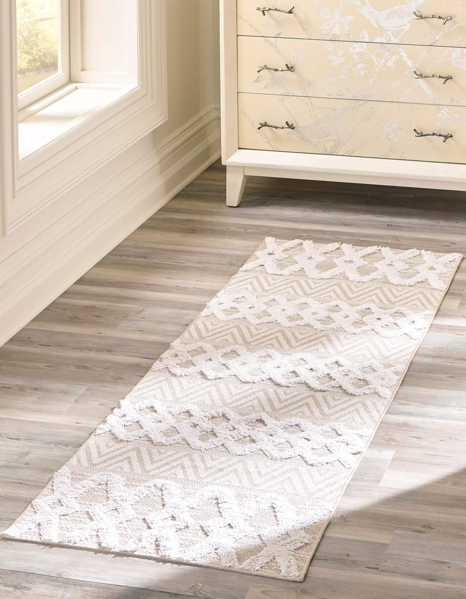 Sabrina Soto Casa Collection 12 Ft Runner Rug - Soft Beige High Pile Hallway & Entryway Carpet - Perfect for Long Corridors, Stair Runners, and Home Entry Decor