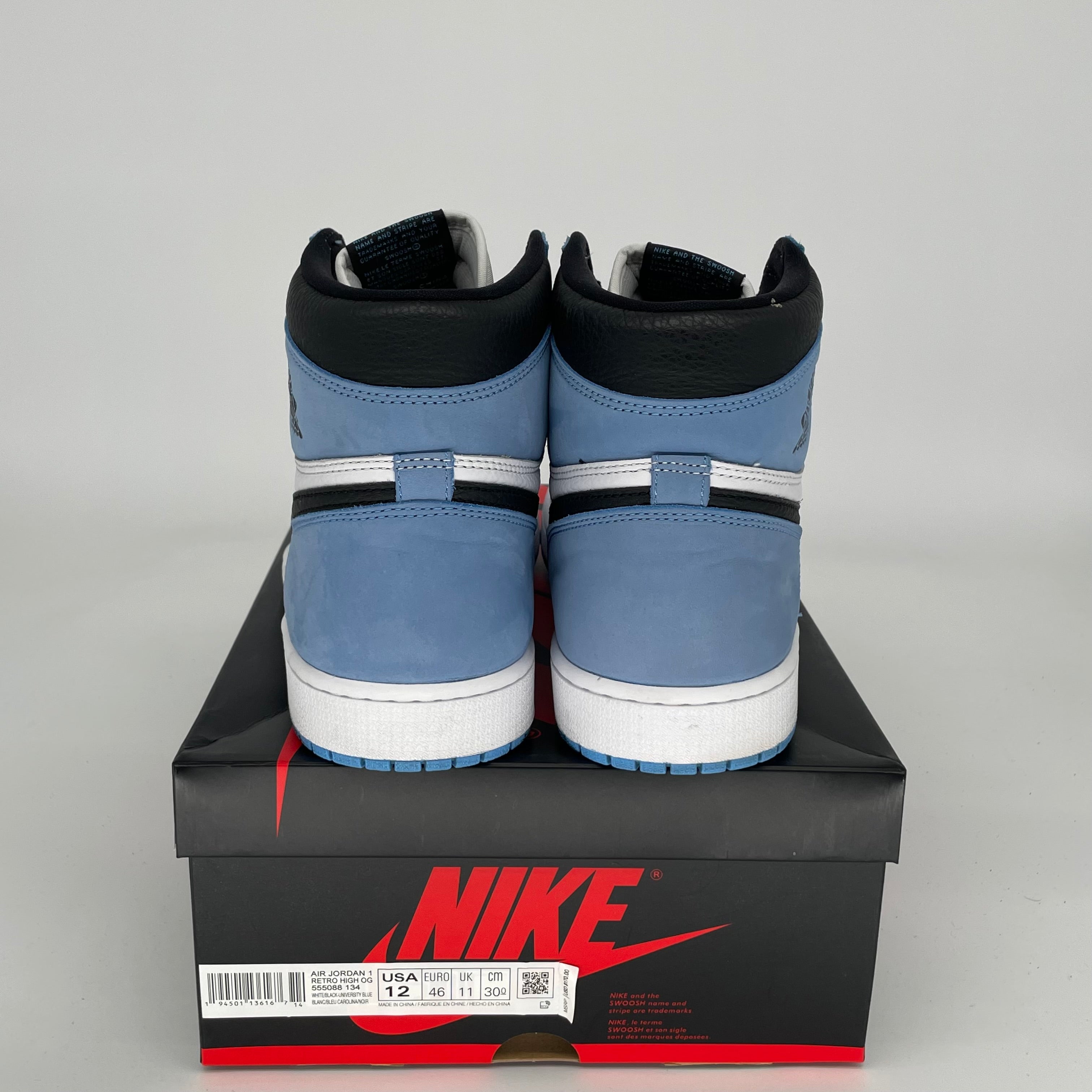 AIR JORDAN 1 UNIVERSITY BLUE Men's Basketball Shoes Size 12 - Retro High OG Style 555088-134 for Sneaker Collectors & Streetwear Fashion