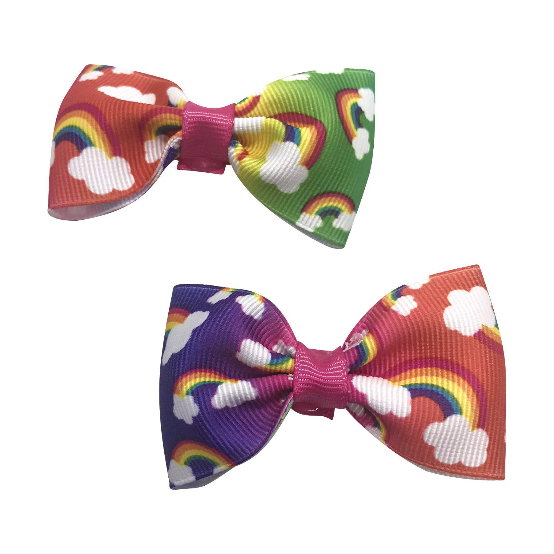 Rainbow Hair Bows for Girls - Toddler Pigtail Bows for Parties