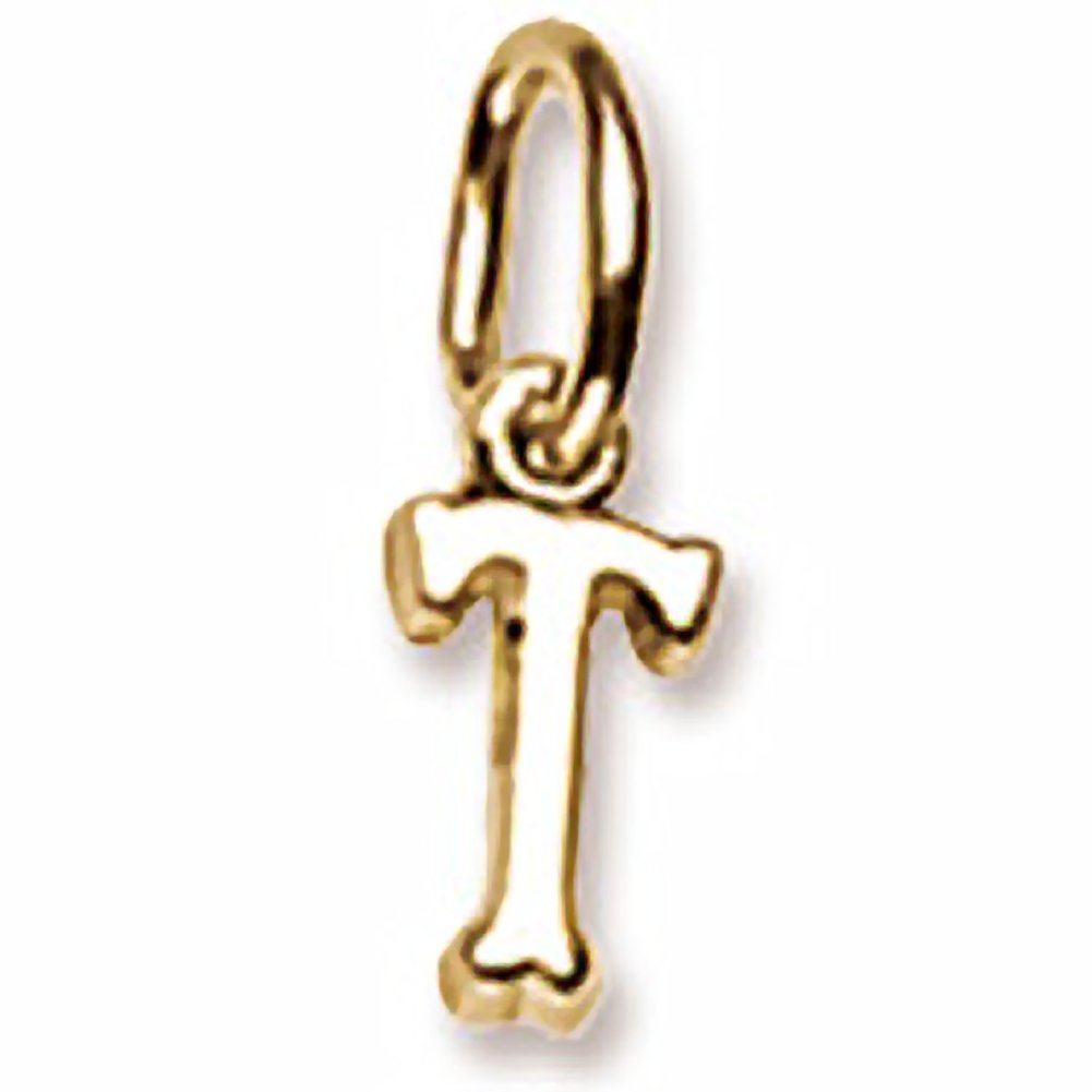 Initial Letter T Charm Pendant - Sterling Silver or Gold Plated Charms for Bracelets, Necklaces & Jewelry Making - Perfect for DIY Gifts, Personalized Name Necklaces & Stackable Bracelets