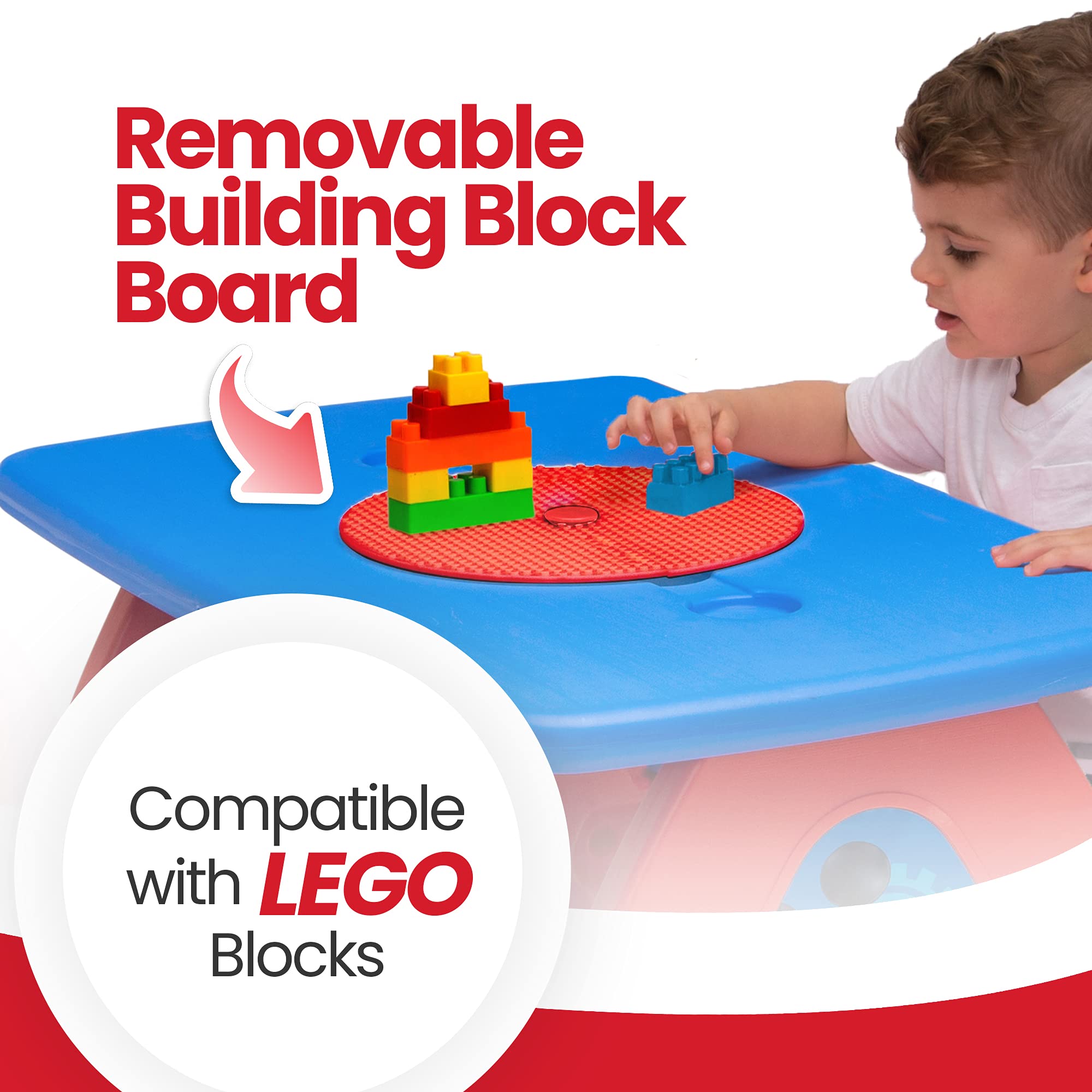 Disney Mickey Mouse 4-Seat Kids Picnic Table with Umbrella & LEGO-Compatible Tabletop - Outdoor Play, Birthday Parties, Backyard Fun by Delta Children