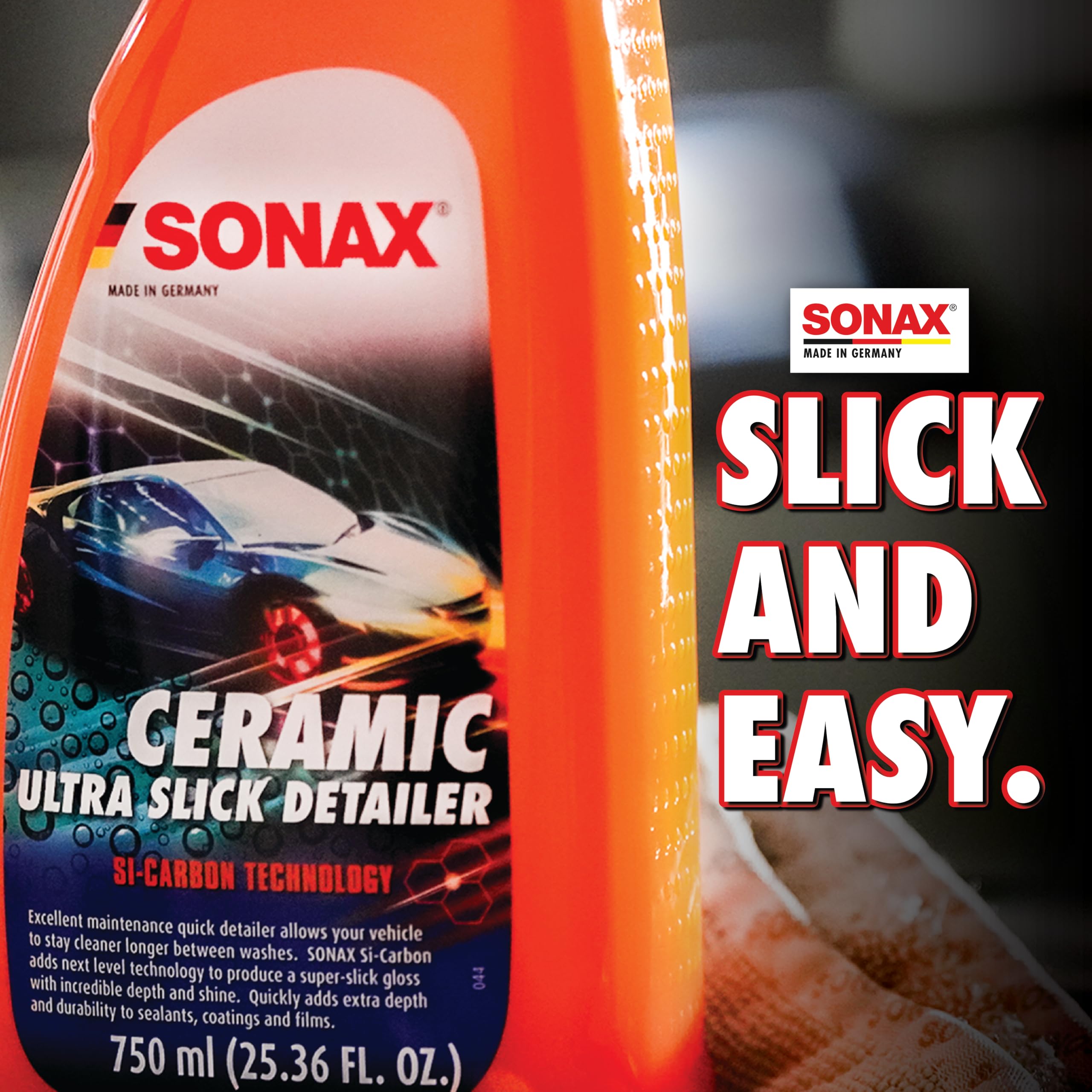SONAX Ceramic Ultra Slick Detailer - Premium Ceramic Quick Spray for Cars, Si Carbon Ceramic Coating, High Gloss & Durable Protection (750ml/25.4 fl oz) - Perfect for Waterless Wash & Touch-Ups Between Car Washes