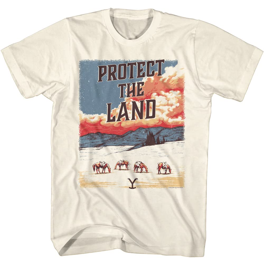 Yellowstone National Park Men's T-Shirt - Protect The Land Graphic Tee | Short Sleeve Cool Casual Shirt for Outdoor Adventures & Nature Lovers