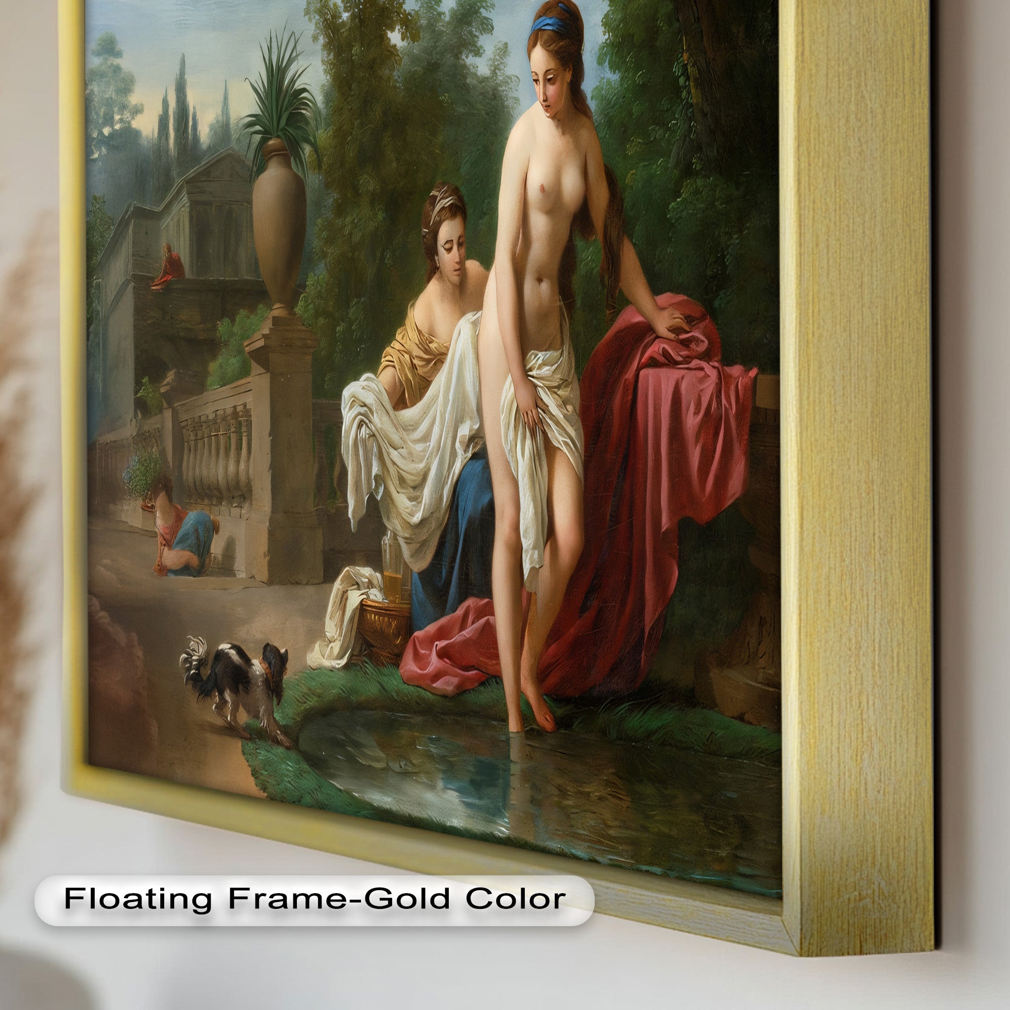 Neoclassical Elegance Oil Painting - Garden Bathing Scene Artwork for Home Decor & Living Room Wall Art