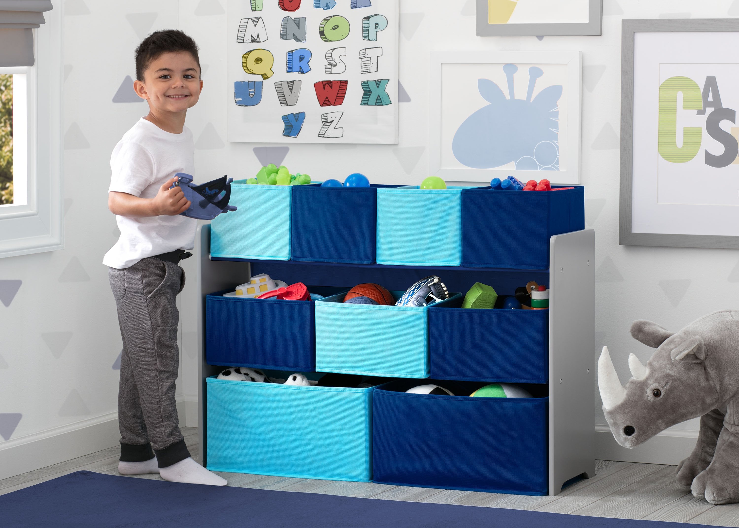 Deluxe Multi Bin Toy Organizer with Storage Bins - Kids Room Organization Solution for Toys, Books & Crafts - Perfect for Playrooms, Daycares & Home Storage