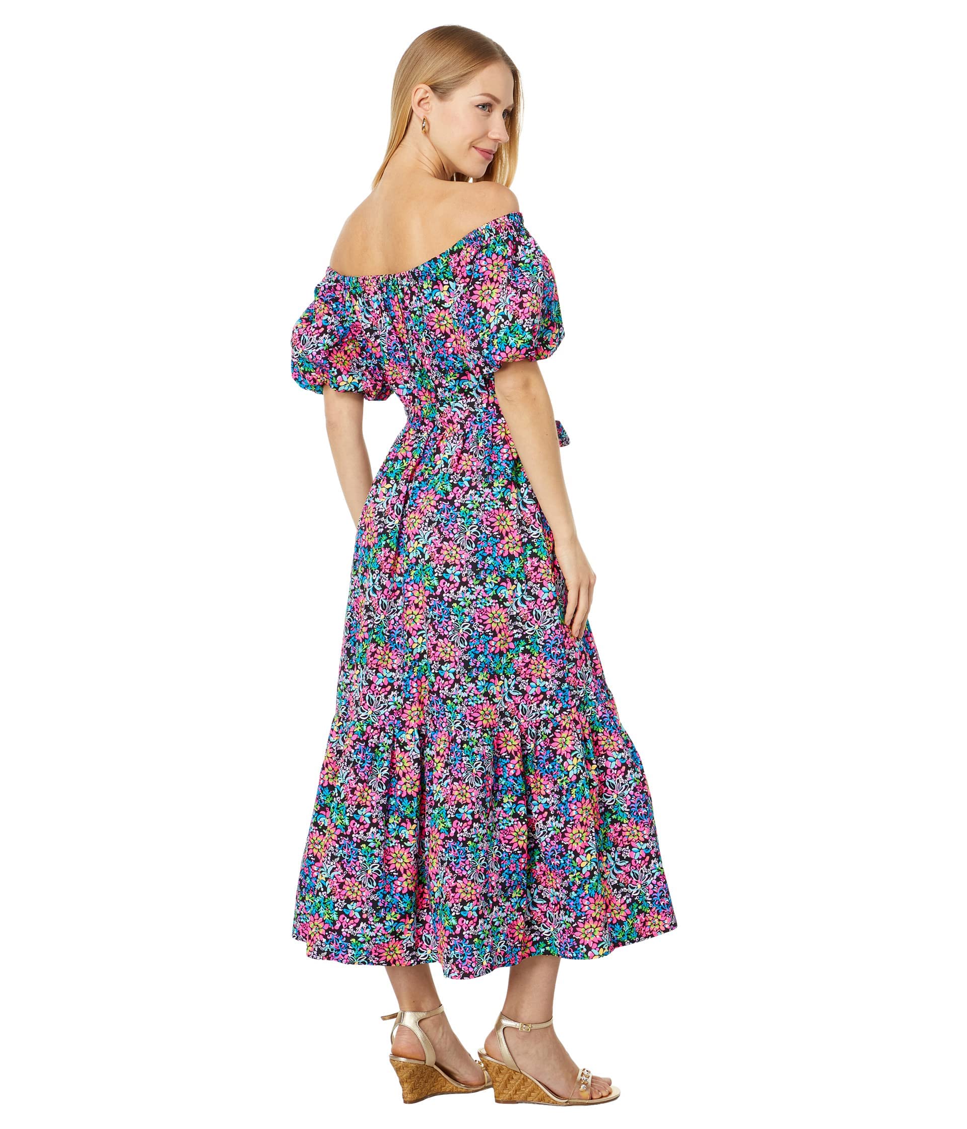 Lilly Pulitzer Tamie Off-The-Shoulder Floral Print Dress for Women | Summer Beach Party & Vacation Outfit | Perfect for Weddings, Bridal Showers & Tropical Getaways