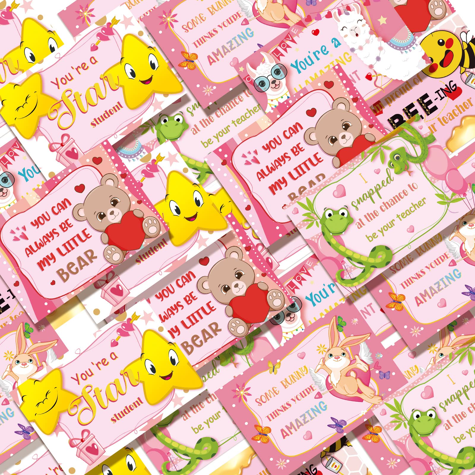 72pcs Teacher Valentine Cards for Students - 4x6 Inch Fill-in Notecards - Classroom Gifts & Appreciation