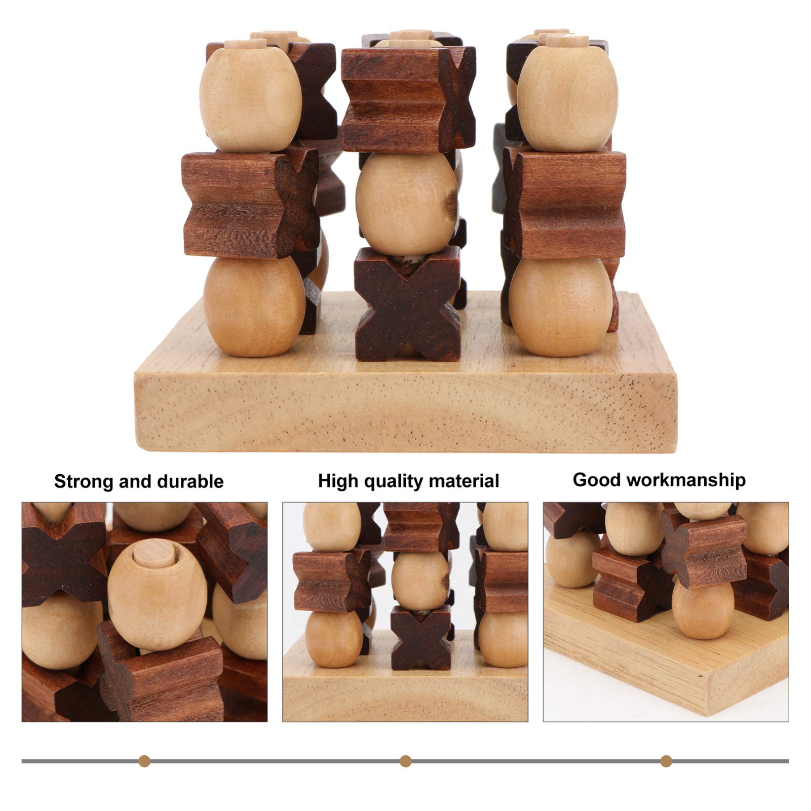 Kisangel 3D Wooden Toe Tic Tac Toe Board Game Set for Kids & Adults - Family Strategy Tabletop Game for Indoor Parties, Camping Trips & Classroom Activities