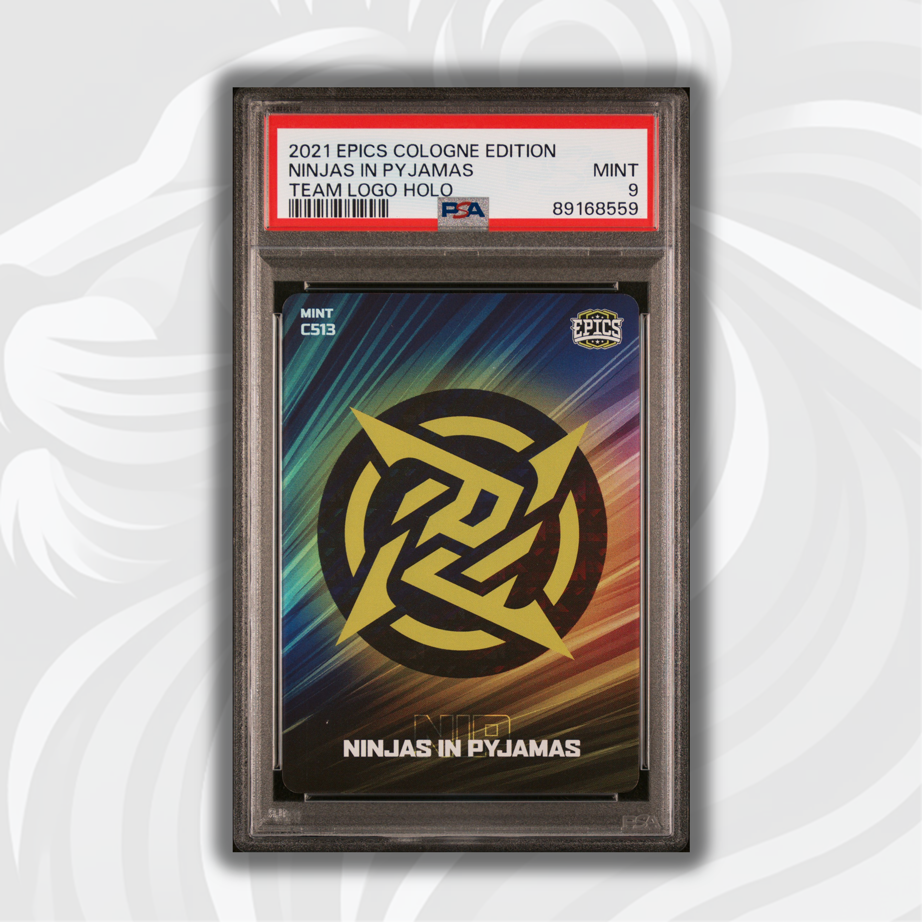 PSA 9 Ninjas In Pyjamas #C513 Team Logo Holo 2021 Epics Cologne Edition - Rare CS:GO Esports Trading Card for Collectors & Gamers