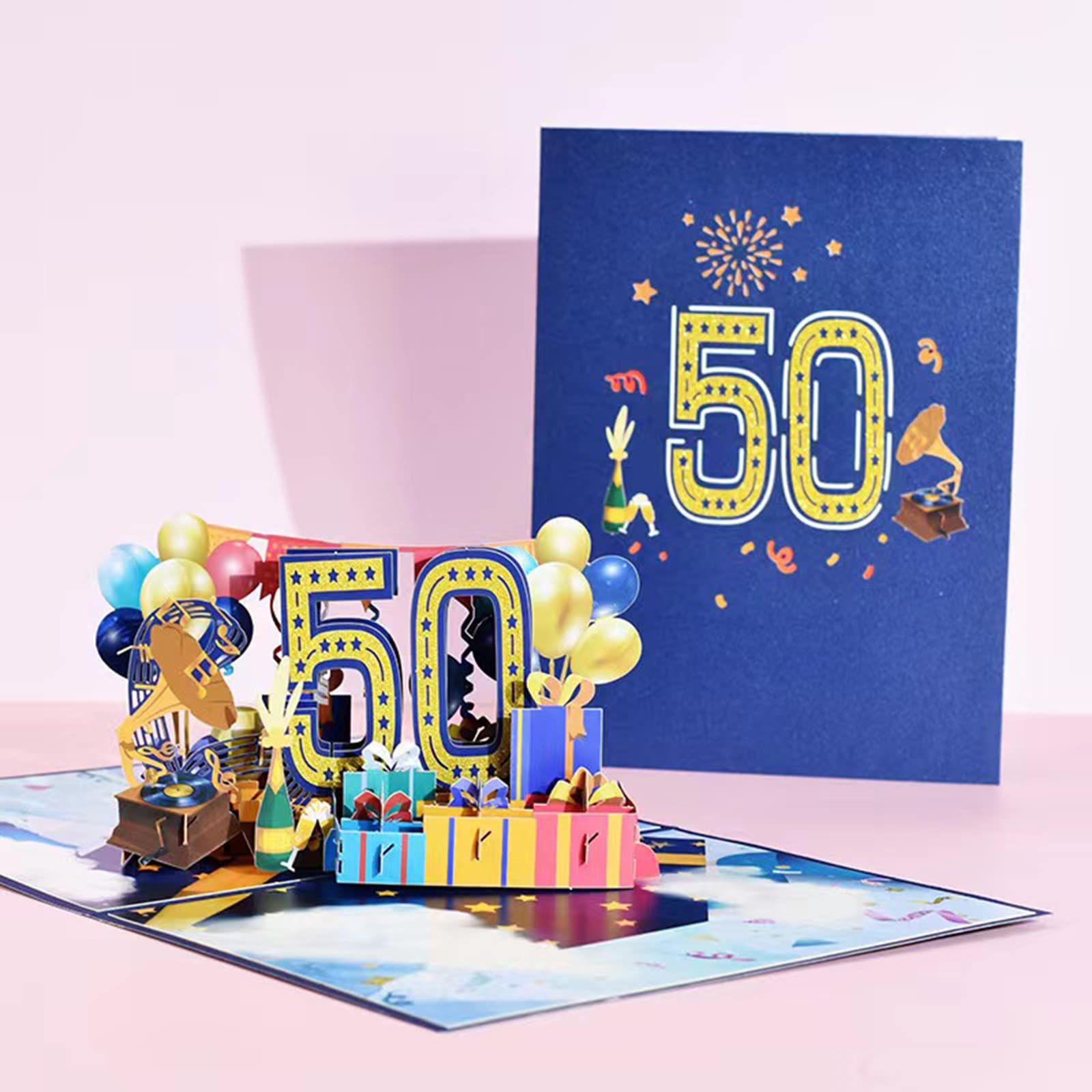 3D Pop Up Birthday Cards for 50th Birthday - Elegant Greeting Cards for Him, Her, Husband, Wife, Mom, Dad, Sister, Brother & Friends | Perfect for Milestone Celebrations, Anniversaries & Special Occasions