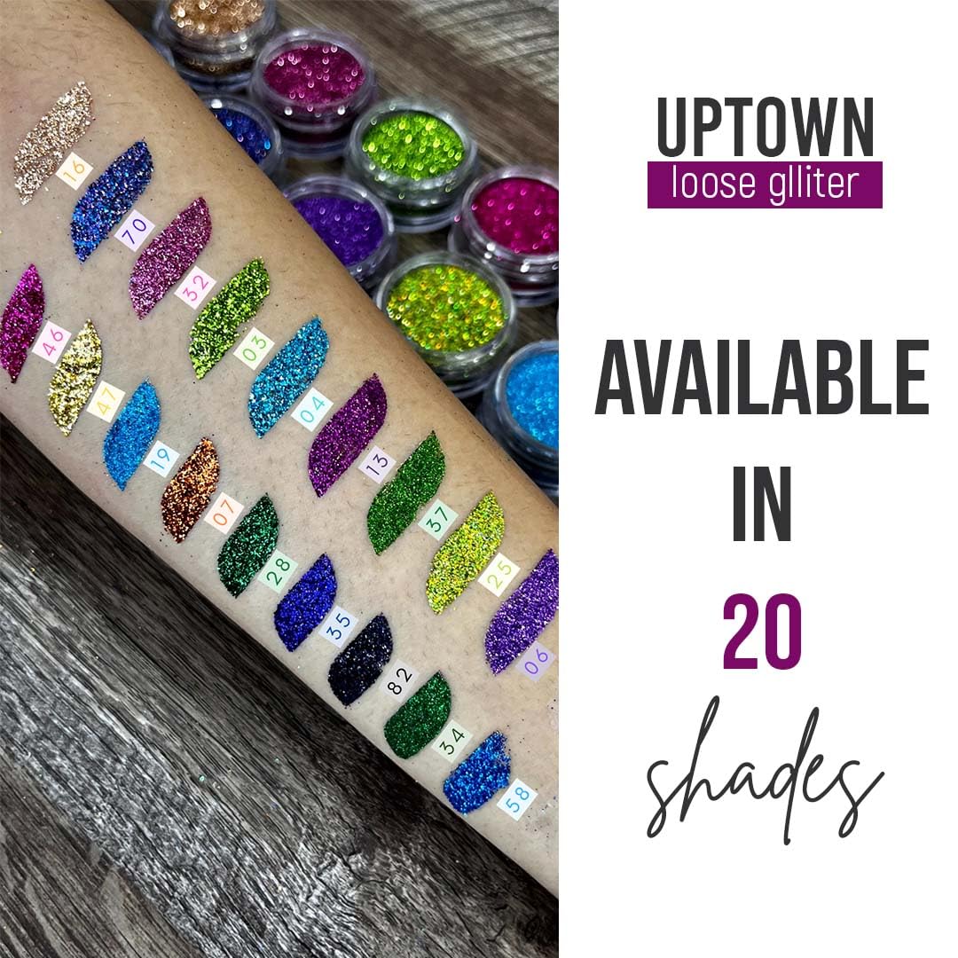 C2P Pro Uptown Glitter Eyeshadow for Face and Body | Loose Cosmetic Glitter for Eye Makeup, Face Art & Body Shimmer - Vegan, Cruelty-Free, 3g - Perfect for Festival, Party & Special Occasion Makeup Looks