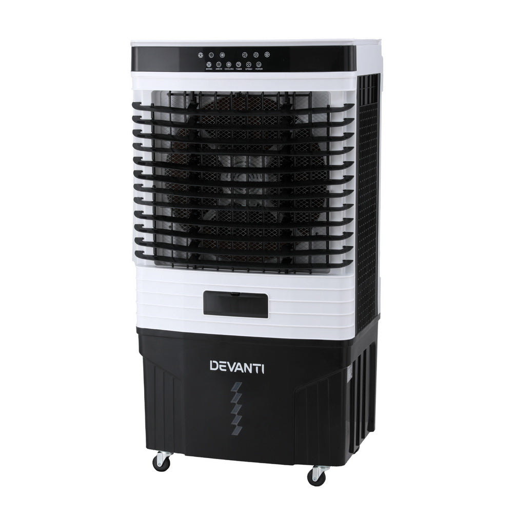 Devanti 60L Portable Evaporative Air Cooler - Energy Efficient Cooling for Home, Office & Outdoor Use - Perfect for Bedrooms, Living Rooms, Patios & Garages