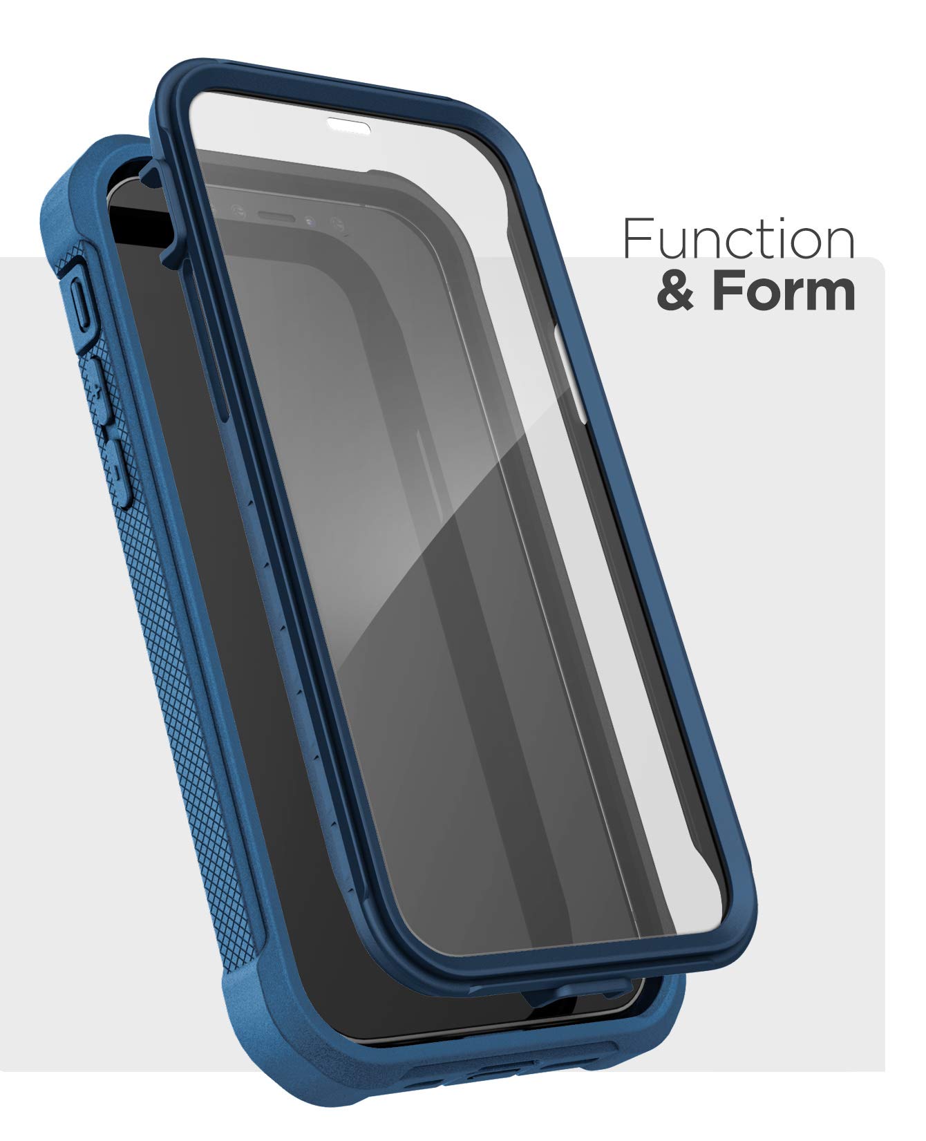 Encased Falcon Armor iPhone 12 Pro Case with Built-in Screen Protector | Shockproof Full Body Protection Cover | Blue | Perfect for Outdoor Activities, Travel & Daily Use