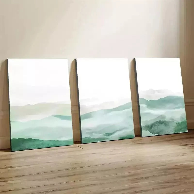 3-Piece Green Abstract Wall Art Set - Framed Canvas Prints 50x70cm - High Quality Australian Made Wall Decor - Perfect for Living Room, Bedroom & Office Decor