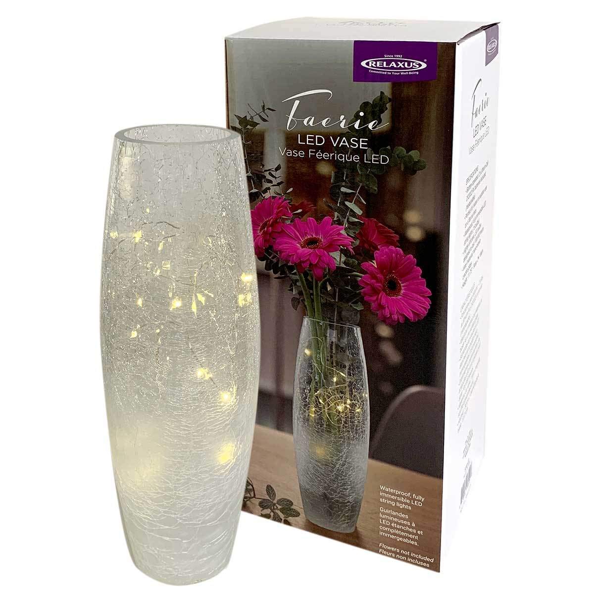 LED Crackle Glass Vase with String Lights - 11.75