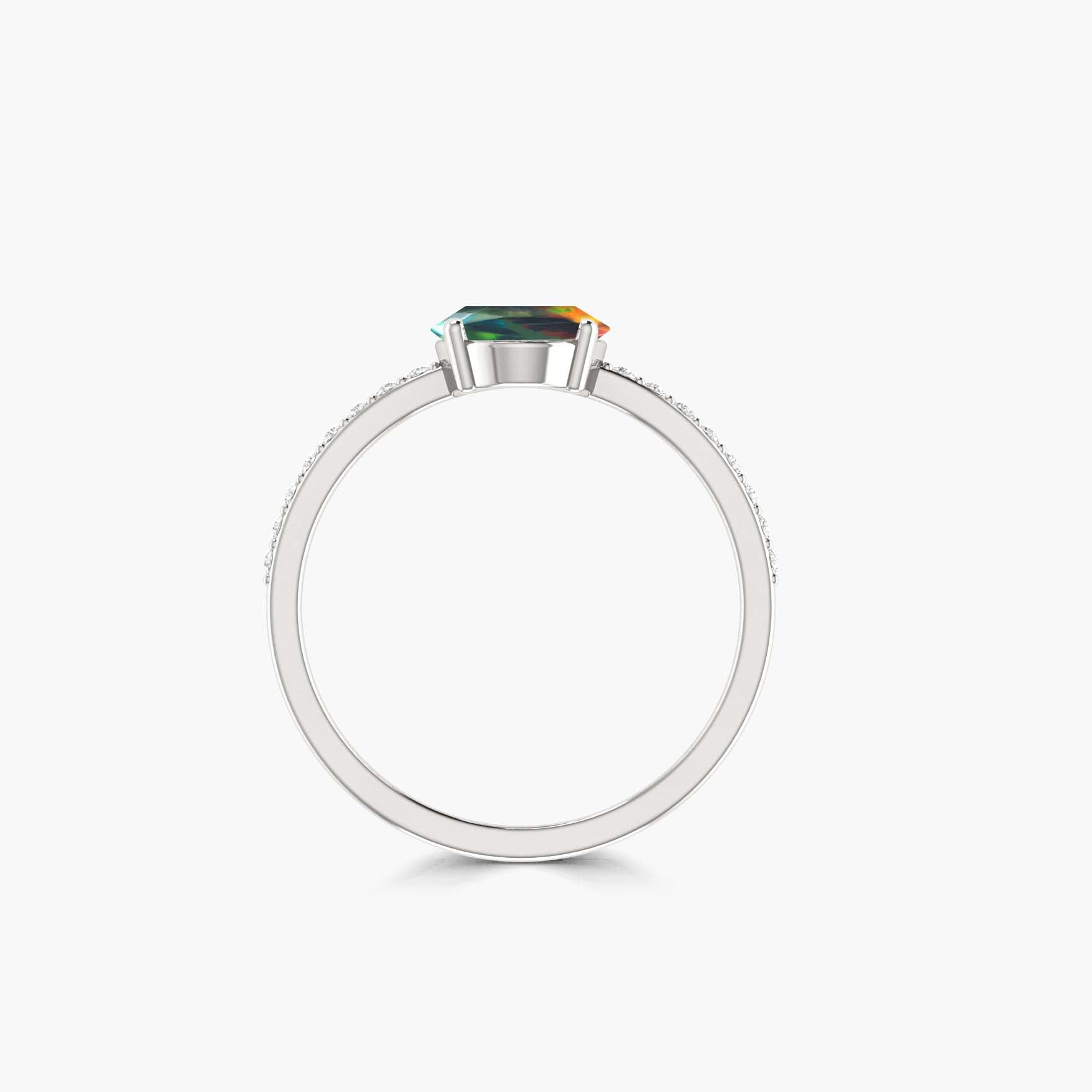 Stunning Black Oval Natural Fire Ethiopian Opal Statement Ring for Women | Elegant Jewelry Gift for Birthday, Anniversary & Special Occasions