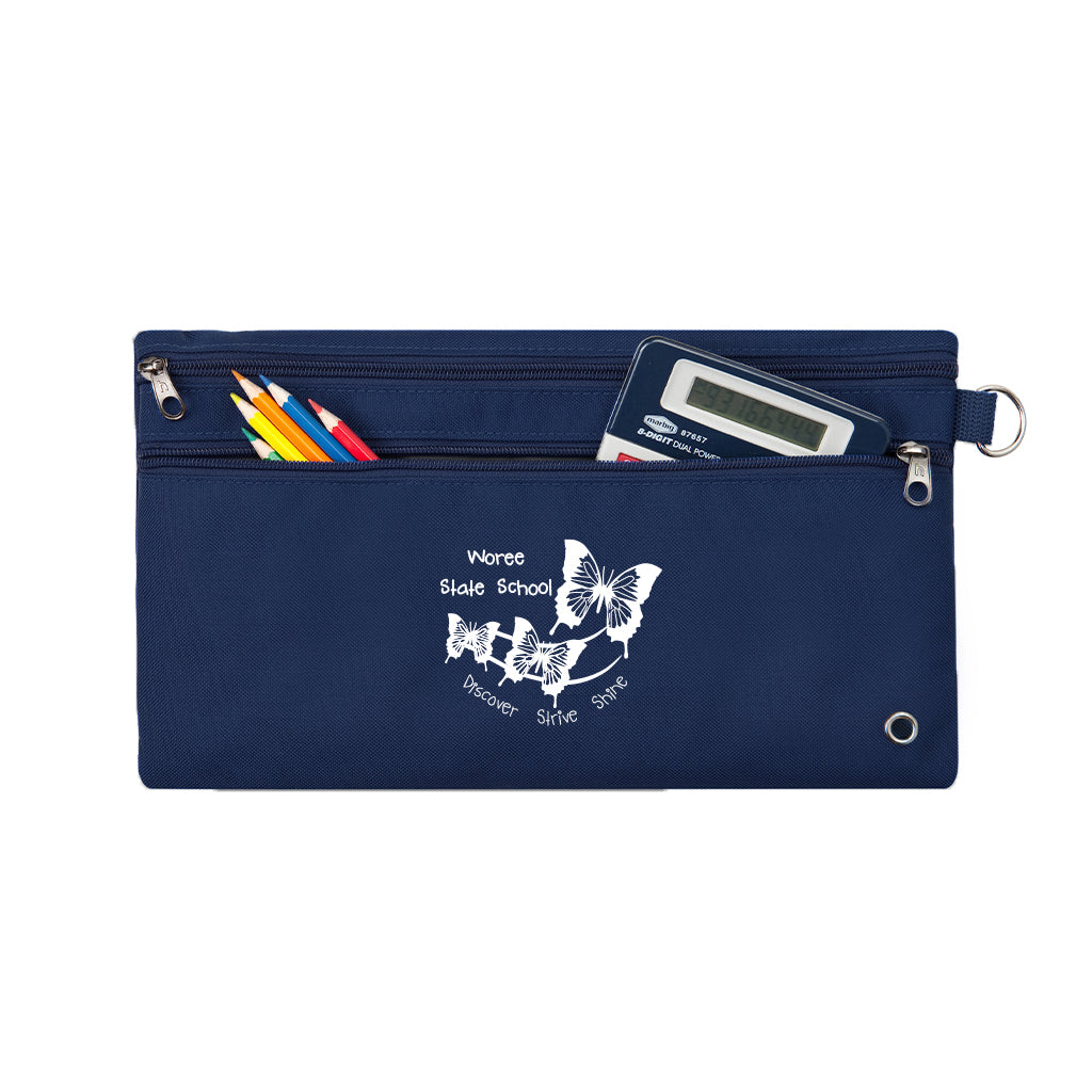 Durable Navy Blue Woree State School Pencil Case for Students - Perfect for School Supplies Organization & Classroom Essentials