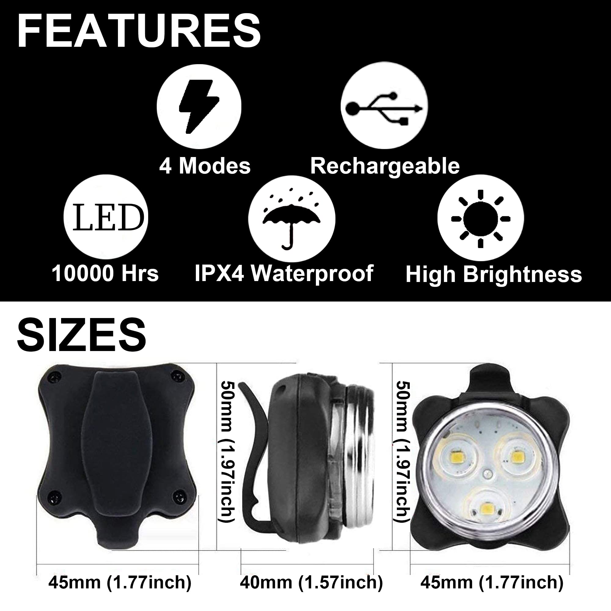 Arespark Rechargeable LED Bike Lights Set - Super Bright Front and Rear Bicycle Headlight & Taillight Combo (4 Lighting Modes) - Perfect for Night Cycling, Commuting, and Mountain Biking Safety Accessories