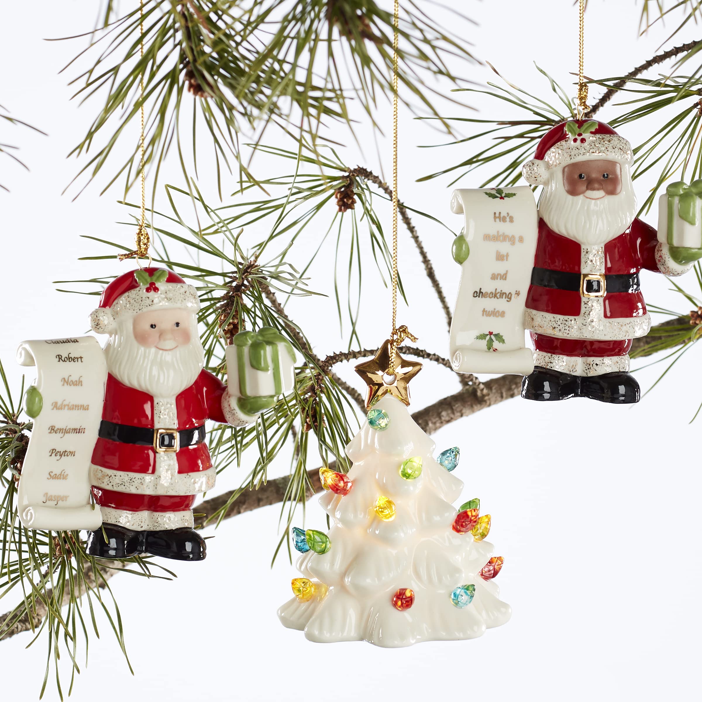 Lenox Santa with List Christmas Ornament - 0.80 Inch Red Holiday Decoration for Tree, Gift, and Festive Home Decor
