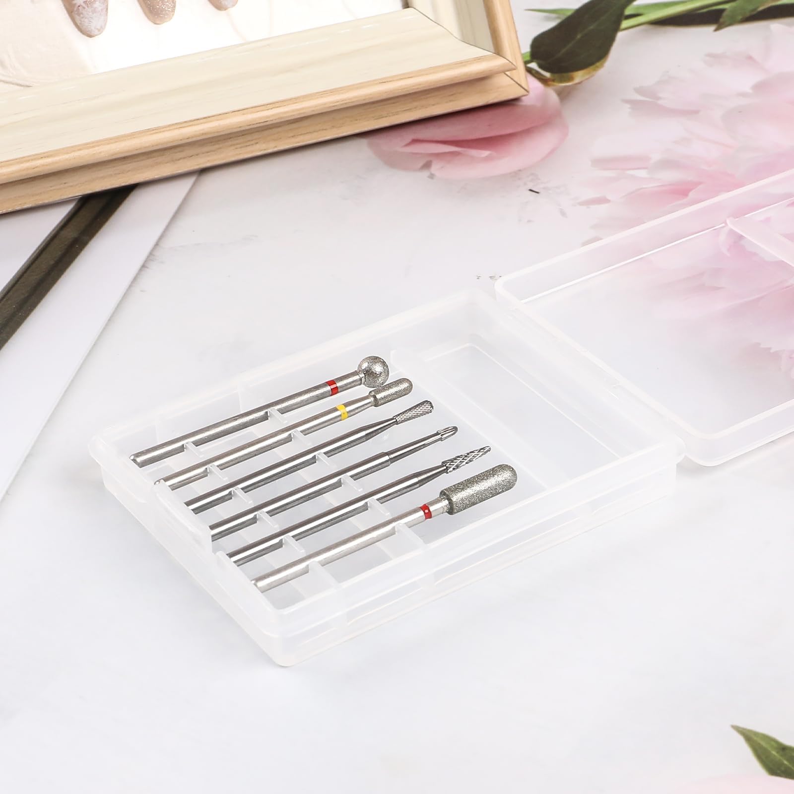 BQAN 6Pcs Nail Drill Bits for Cuticle Cleaning - 3/32'' Carbide Safety Drill Bits for Dead Skin Removal & Nail Prep - Professional Nail Supplies for Nail Technicians - Perfect for Salon, Home Manicure & Pedicure Care