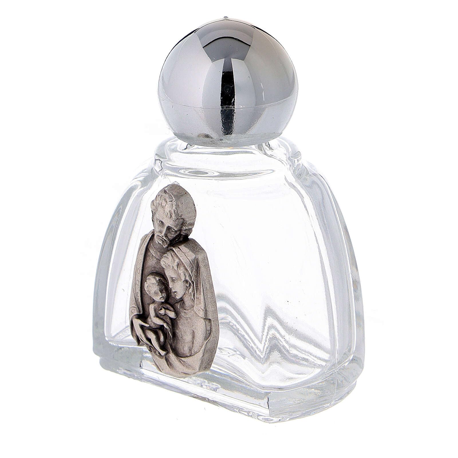 12ml Holy Water Glass Bottle with Silver Metallic Plastic Cap - Holy Family Design - 50-Piece Pack for Religious Ceremonies, Baptisms, Home Blessings & Spiritual Use