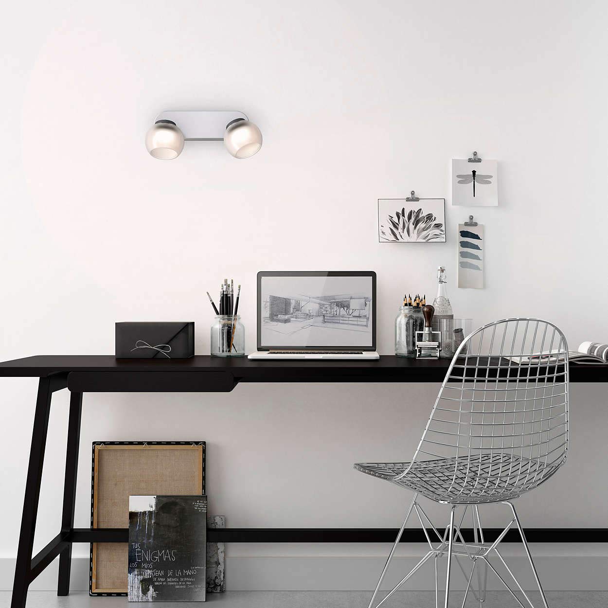 Philips myLiving Balla LED Spot Bar/Tube Light - 2 x 4W Integrated LED, 230V, Nickel Finish - Perfect for Kitchen, Bathroom & Office Lighting