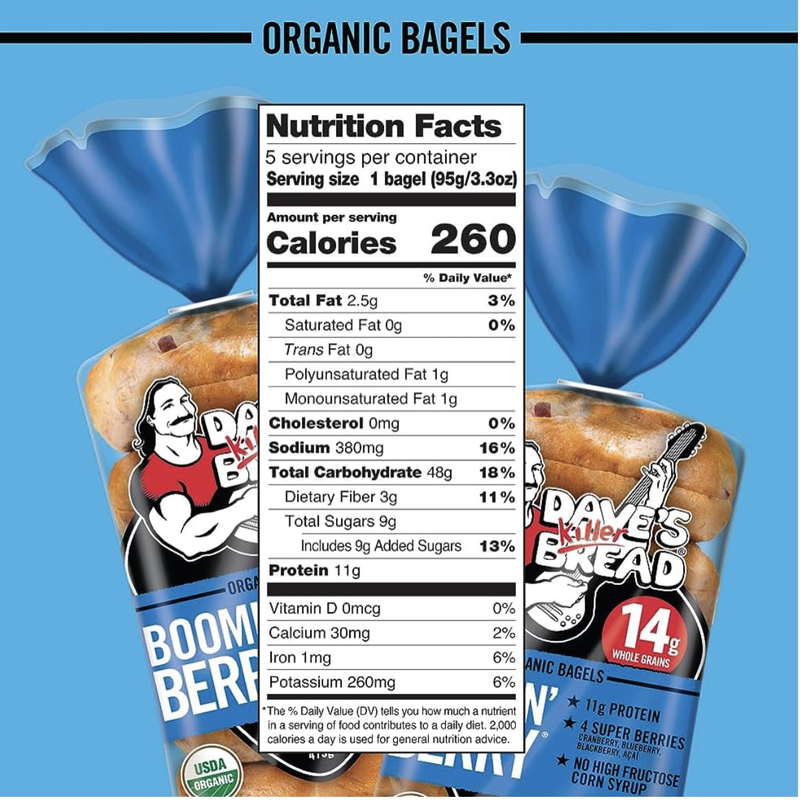 Organic Dave's Killer Bread Boomin' Berry & Raisin' Remix Bagels - 2 Pack | USDA Certified | Healthy Breakfast & Snack for Kids & Adults | Perfect for Sandwiches, Toasting & On-the-Go Meals