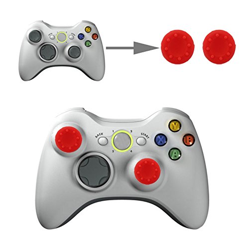 Wortek Silicone Thumb Grip Controller Caps - Compatible with PS5, PS4, PS4 Pro, PS3, PS2, Xbox One, Xbox Series X, Xbox 360, Nintendo Switch & Wii U - Red - Enhance Gaming Comfort & Precision for Long Play Sessions