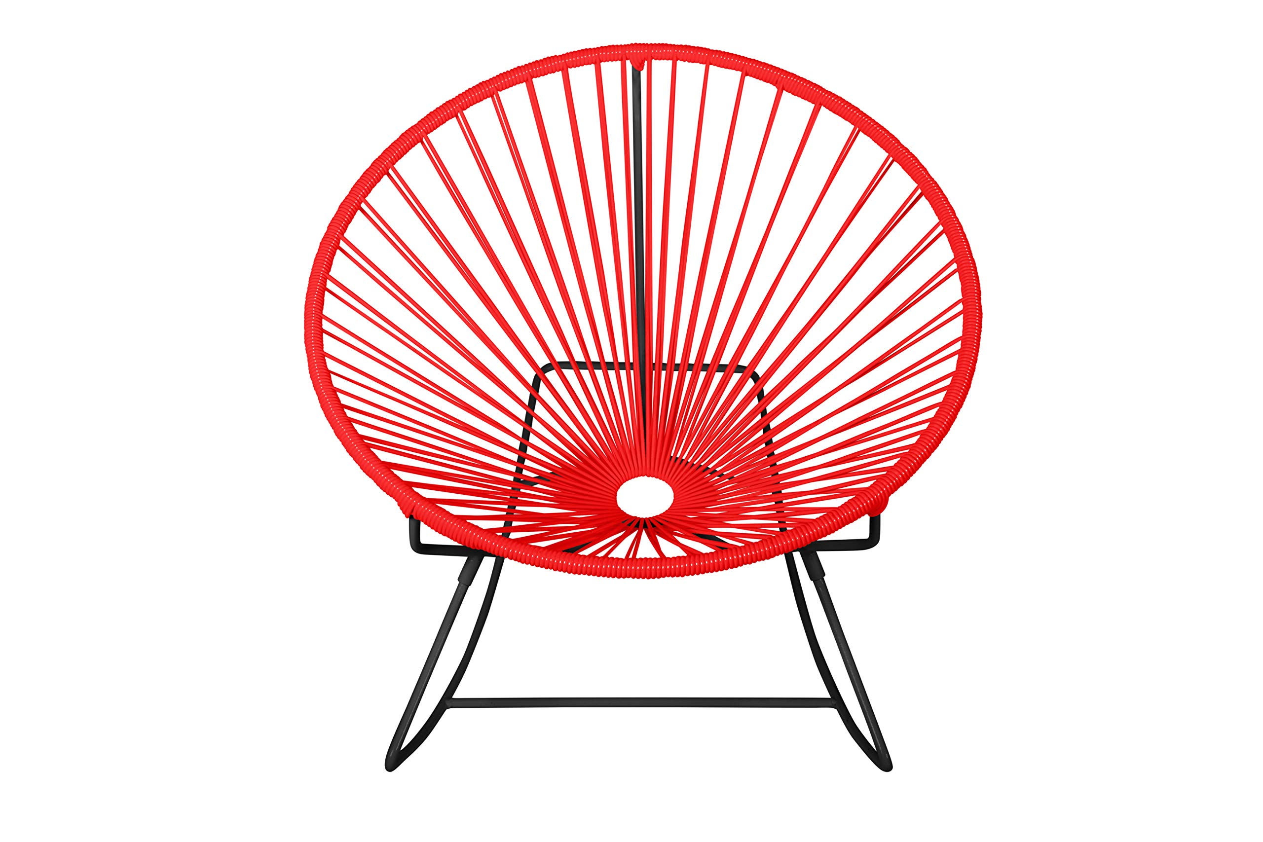 Innit Designs Rocker Chair - Red Weave on Black Frame - Modern Nursery Glider for Baby Room, Living Room & Bedroom