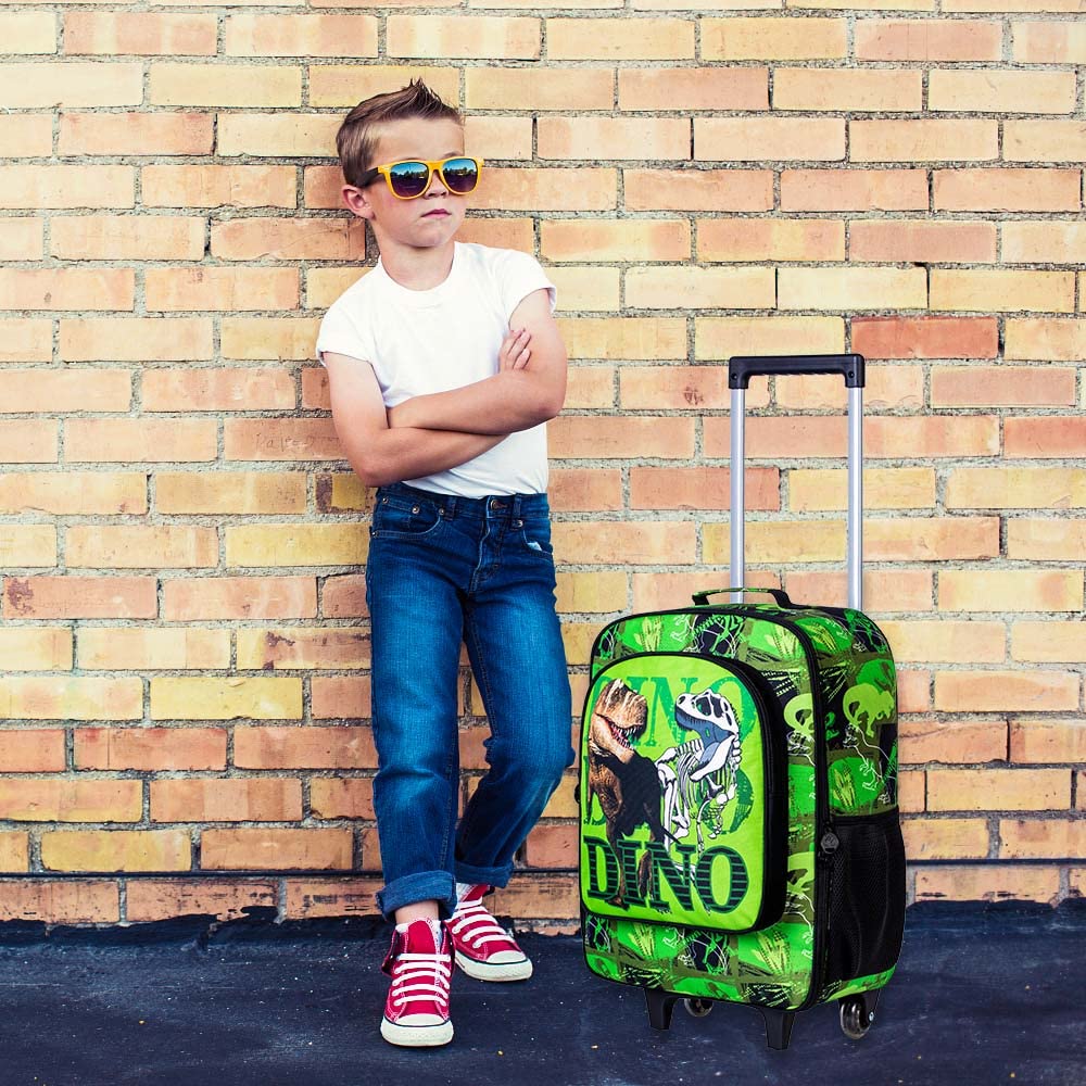 Kids Rolling Luggage for Boys & Girls - Toddler Travel Carry-On Suitcase with Wheels | Perfect for Airplane Trips, Family Vacations & School Sleepovers
