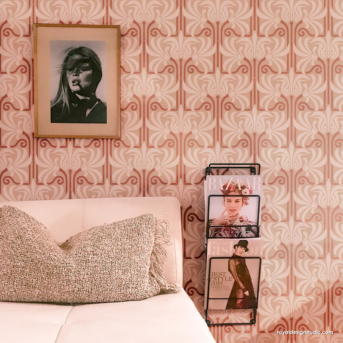Astoria Art Nouveau Wall Stencil - Floral Decorative Painting Template for DIY Home Decor, Wall Art, and Furniture Upcycling | Perfect for Bedrooms, Living Rooms, and Craft Projects