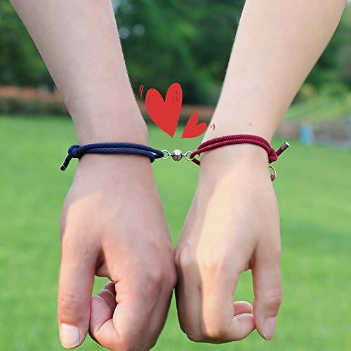 2PCS Matching Heart Bracelets for Couples - Long Distance Relationship Bracelets for Women & Men - Best Friend Gifts - Couple Jewelry Set - Perfect for Anniversaries, Valentine's Day & Romantic Dates