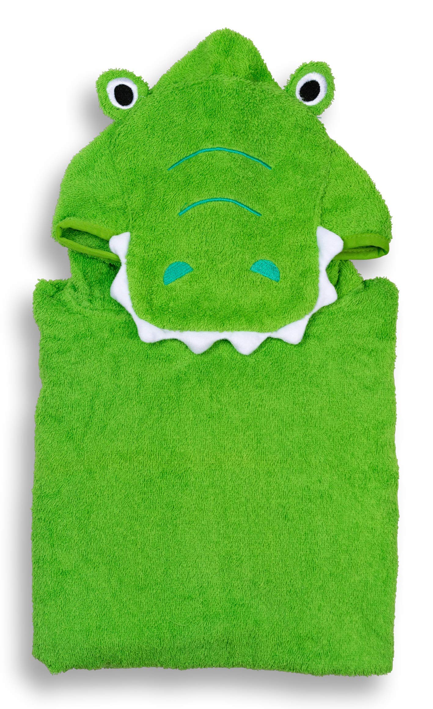 Premium Soft 100% Cotton Hooded Towel Poncho for Kids & Toddlers - Green Croc, Perfect for Bath, Beach, Pool, and Post-Swim Comfort